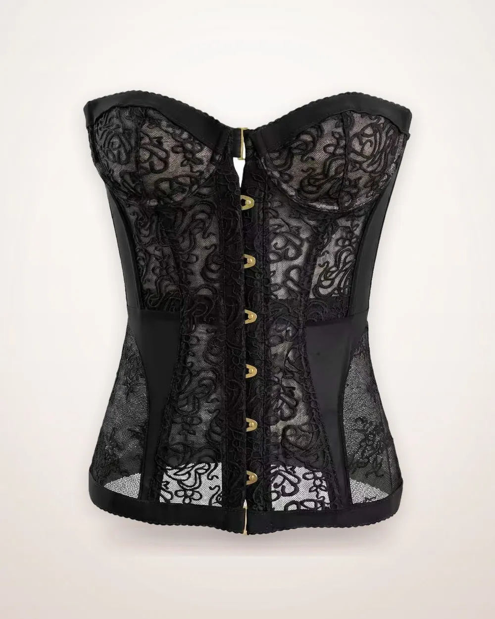 Black Lace Off-Shoulder Corset Top
