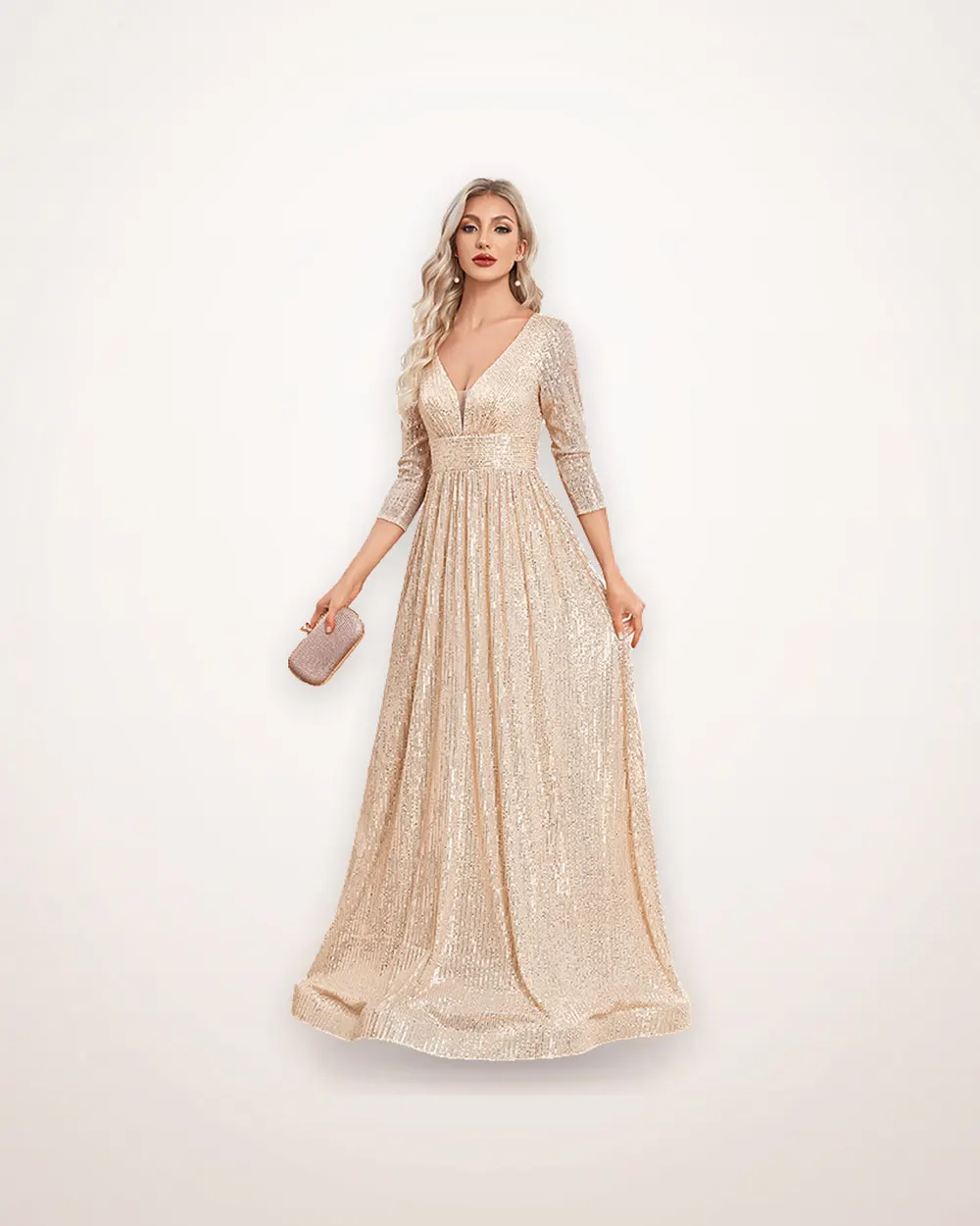 Sequined V-Neck High-Waist Party Dress