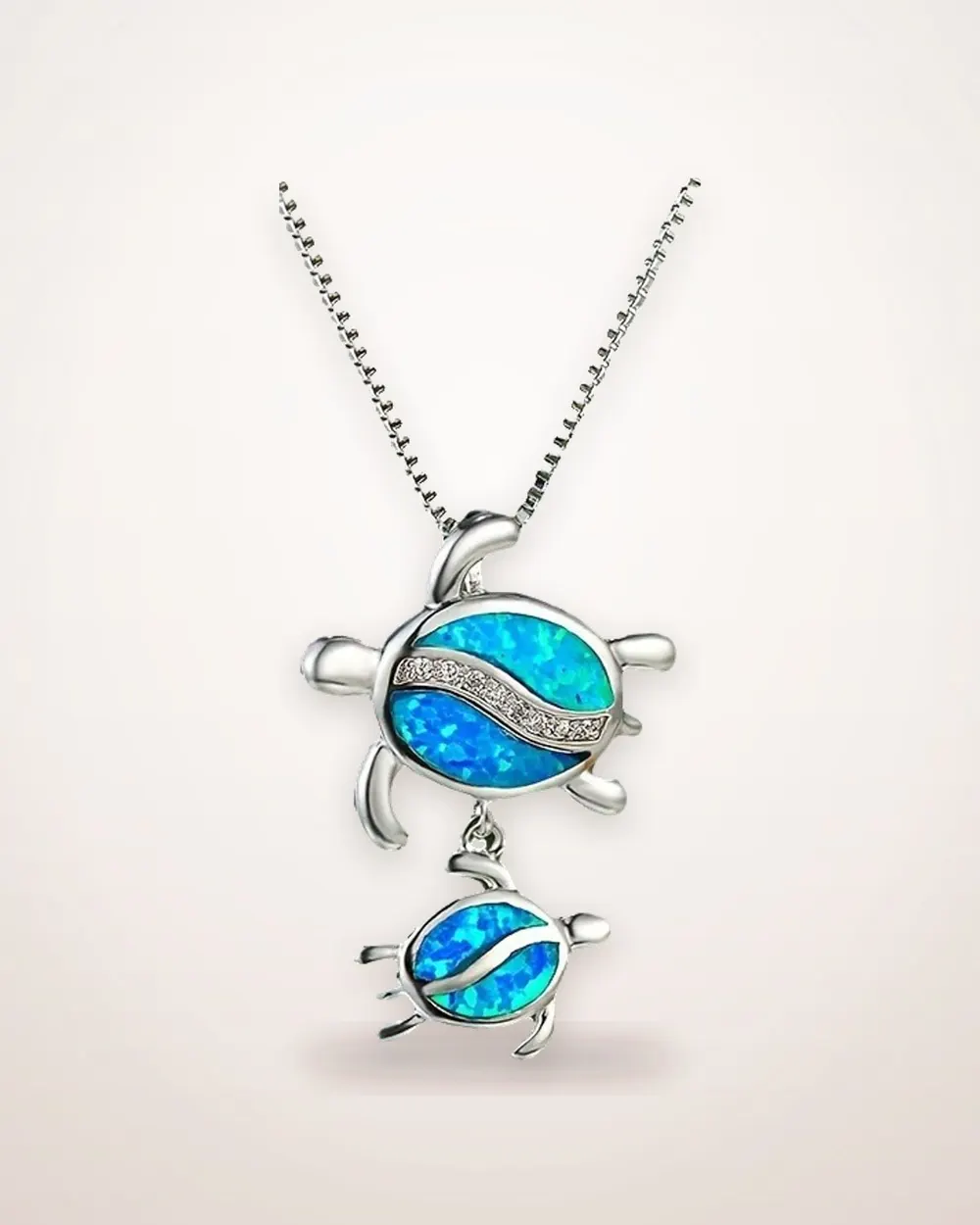 Mother and Child Turtle Pendant Necklace