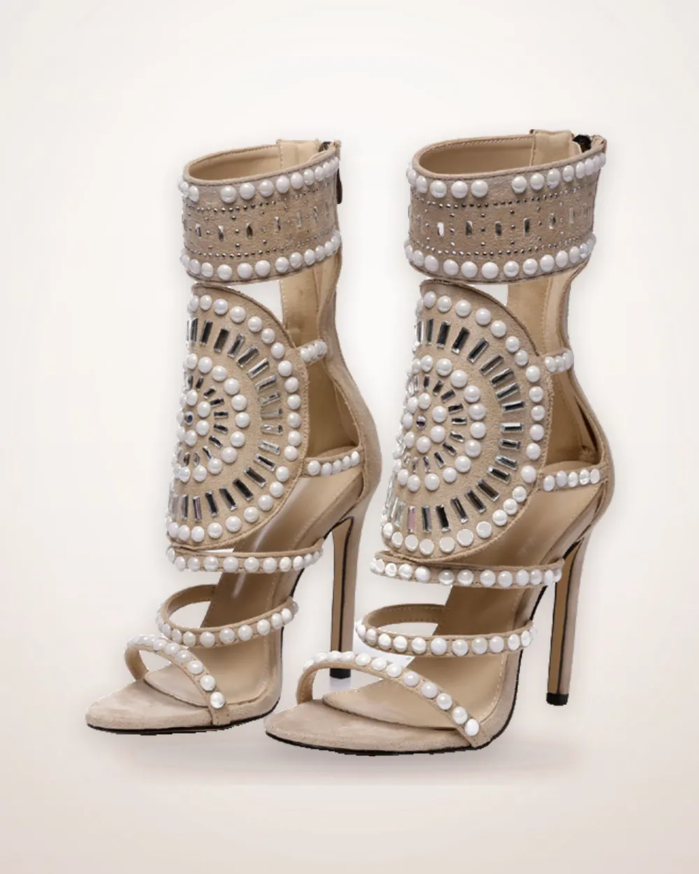 Rhinestone Suede Stiletto Sandal