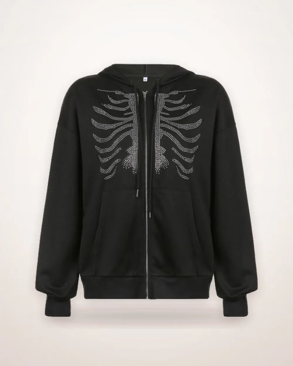 Printed Loose Fit Zip Hoodie