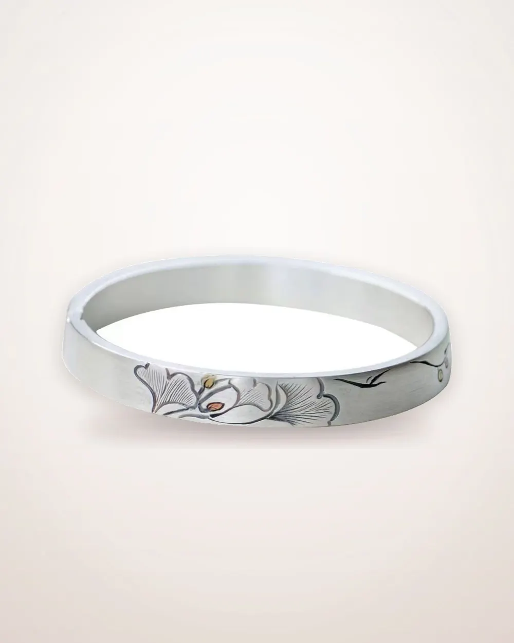 Silver-Tone Ginkgo Leaf Open Bracelet