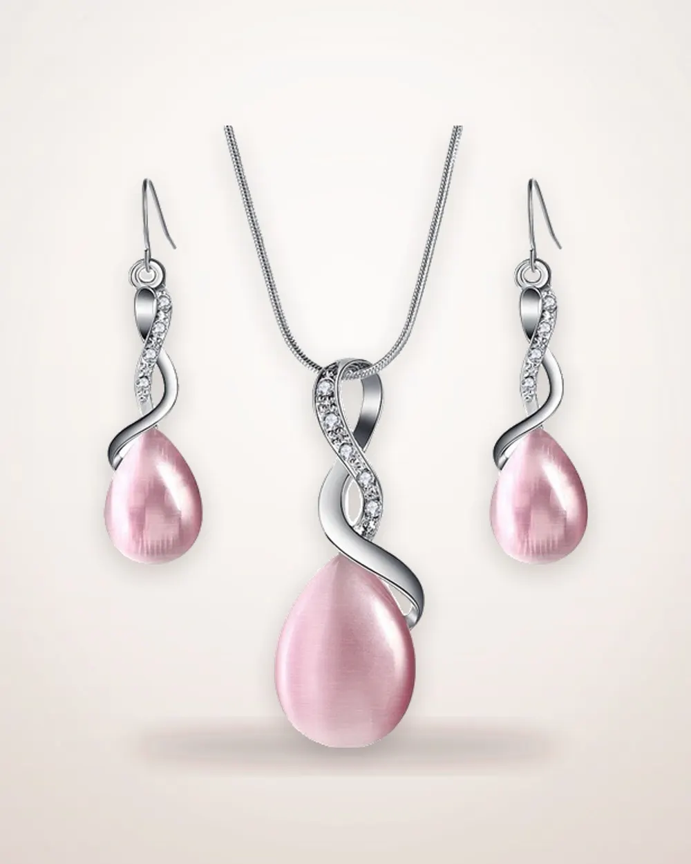 Opal Water Drop Necklace and Earring Set