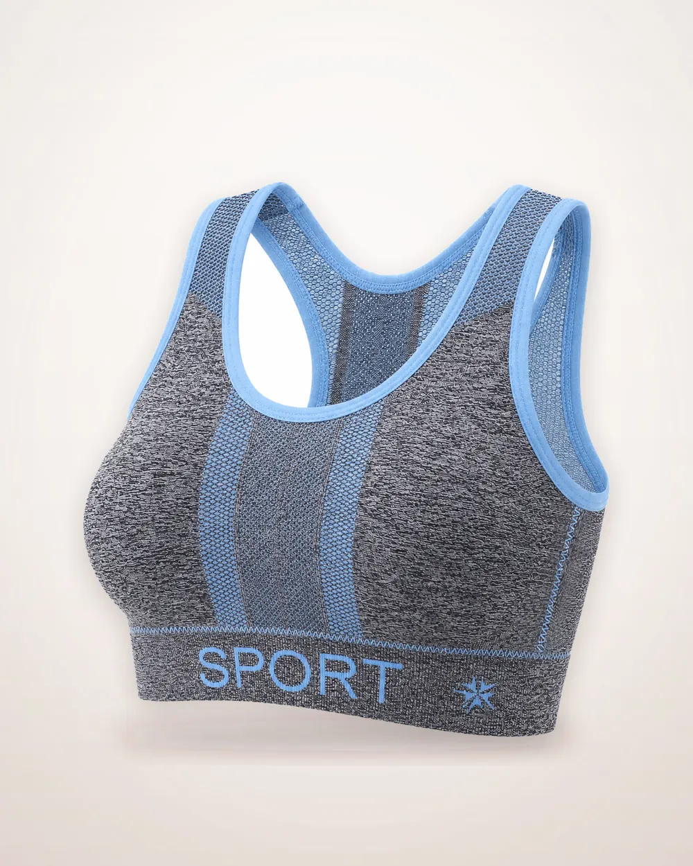 Contrast Color Mesh Sports Bra