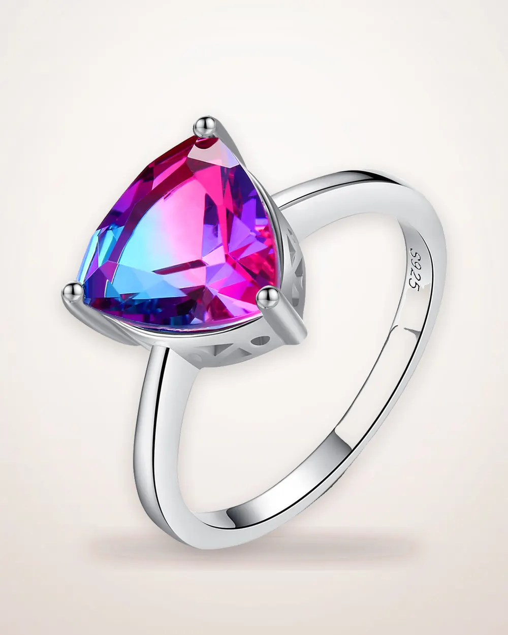 Sterling Silver Rainbow Stone Ring