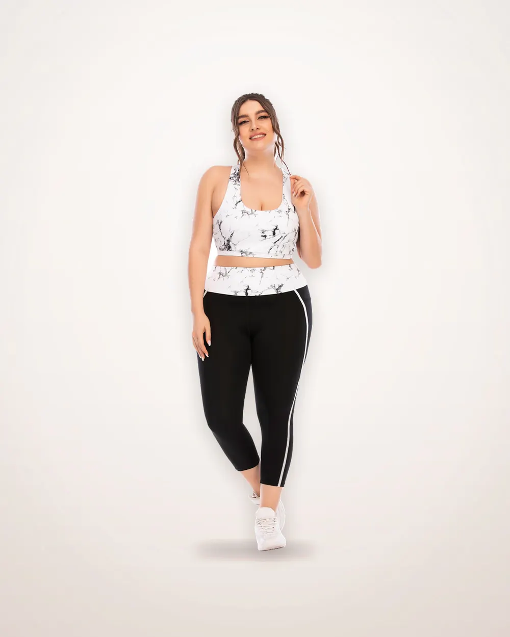 Floral Print Plus Size Yoga Set