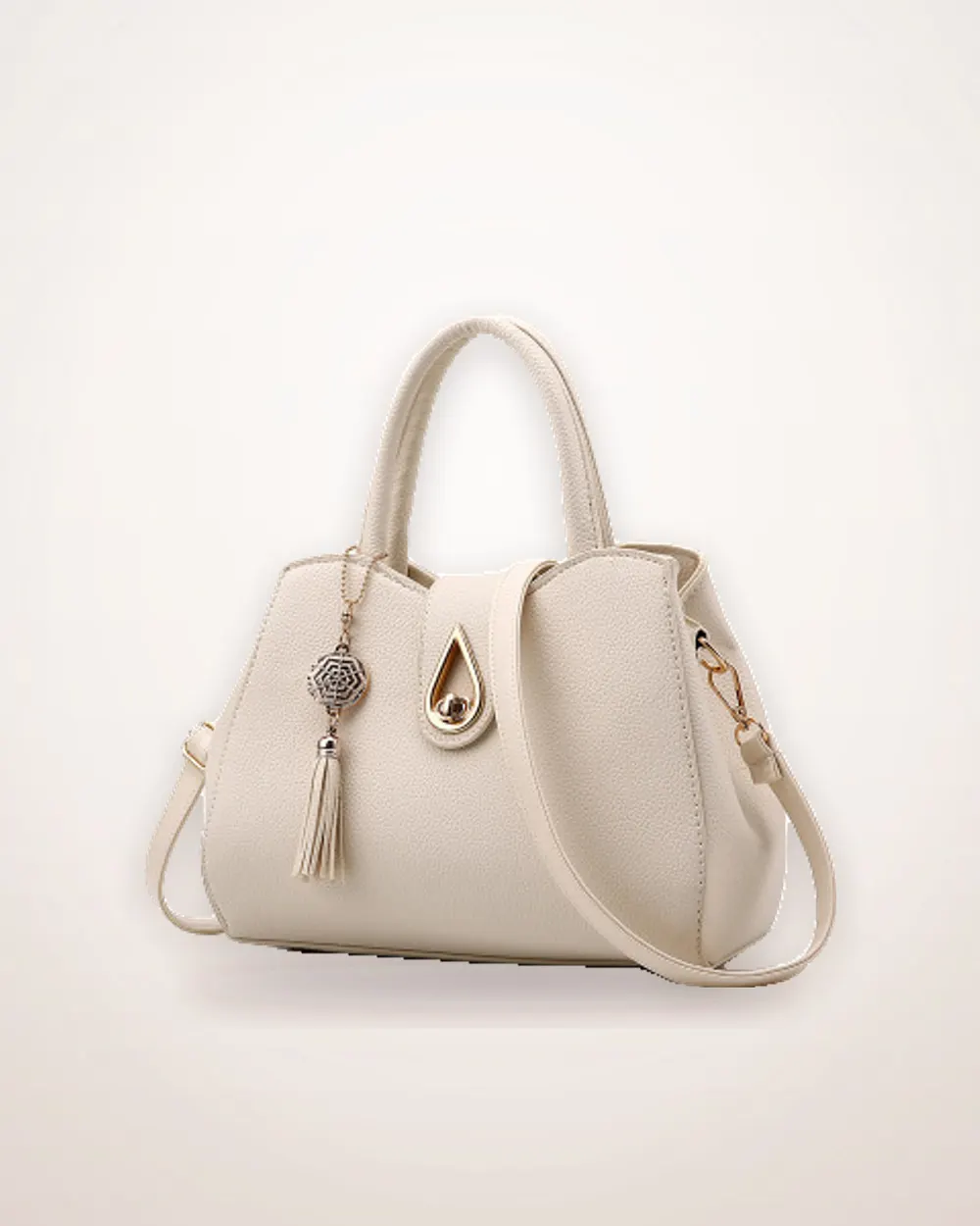 Tassel Top-Handle Satchel in Embossed PU
