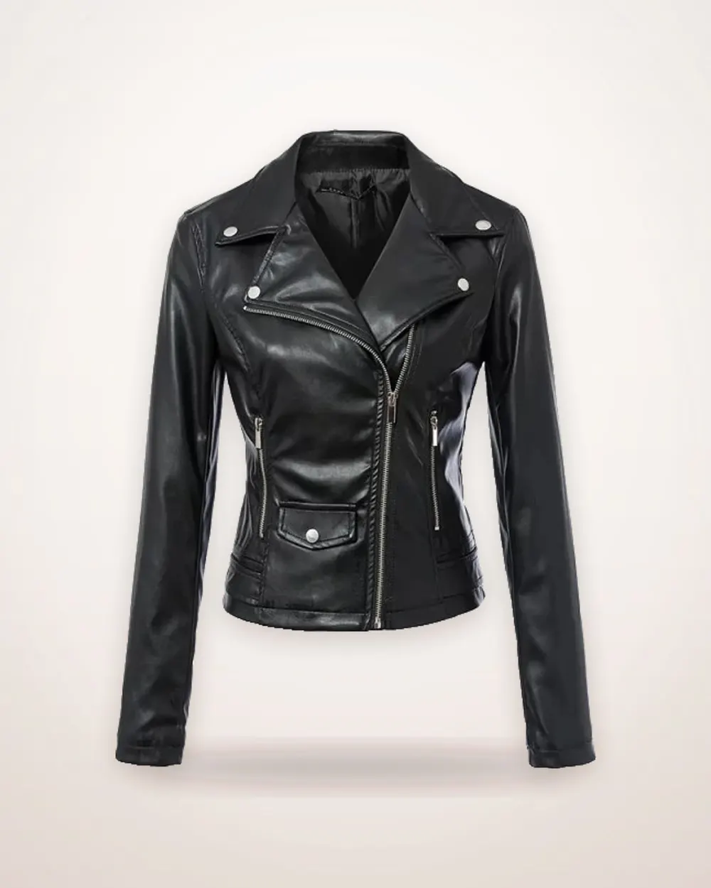 Black PU Leather Moto Jacket
