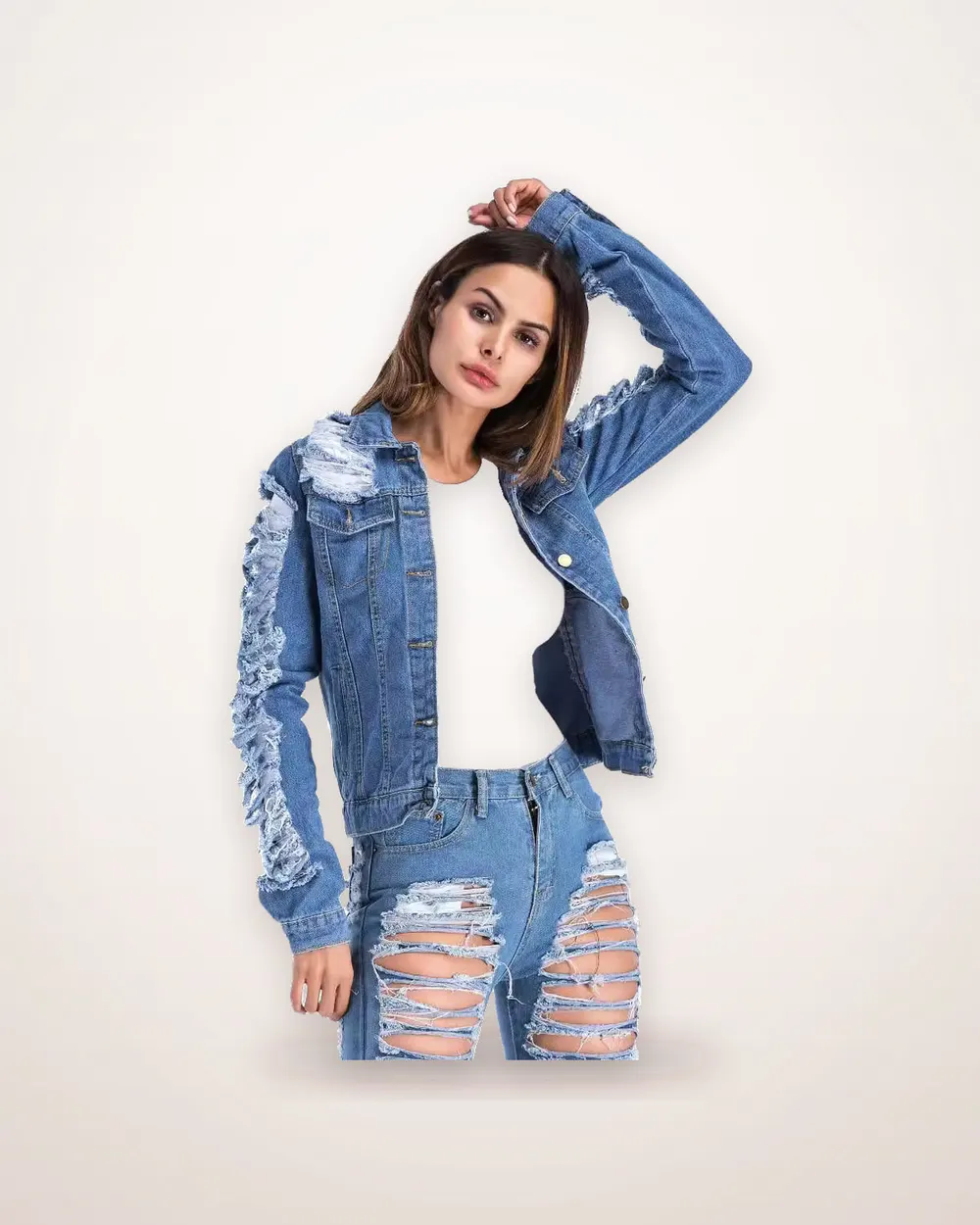 Plus Size Cotton Denim Jacket