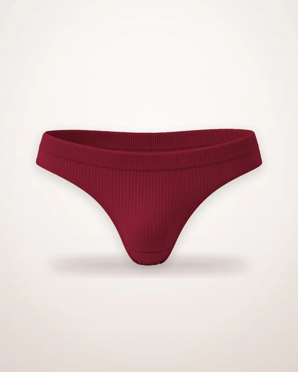 Ribbed Ruched Thong in Red