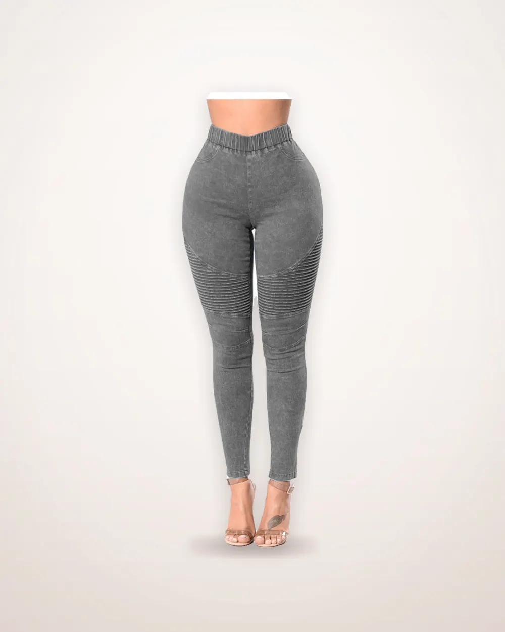 High-Waisted Washed Stretch Jeans
