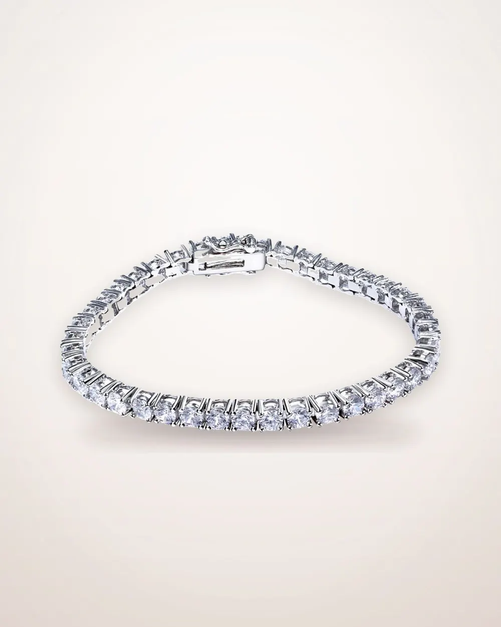 Floral Micro-Inlay Silver Tennis Bracelet