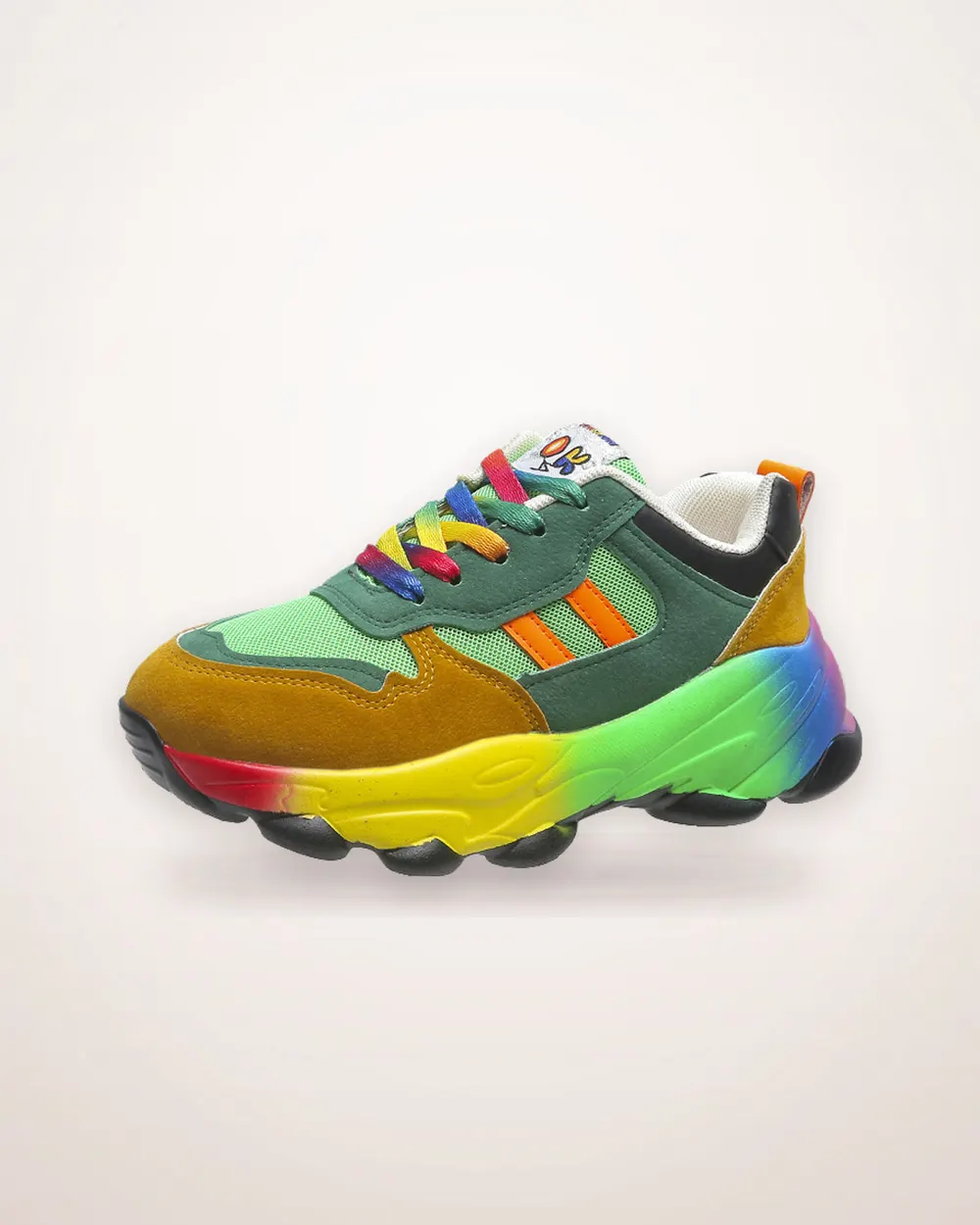 Colour-Block Mid-Top Lace-Up Sneakers