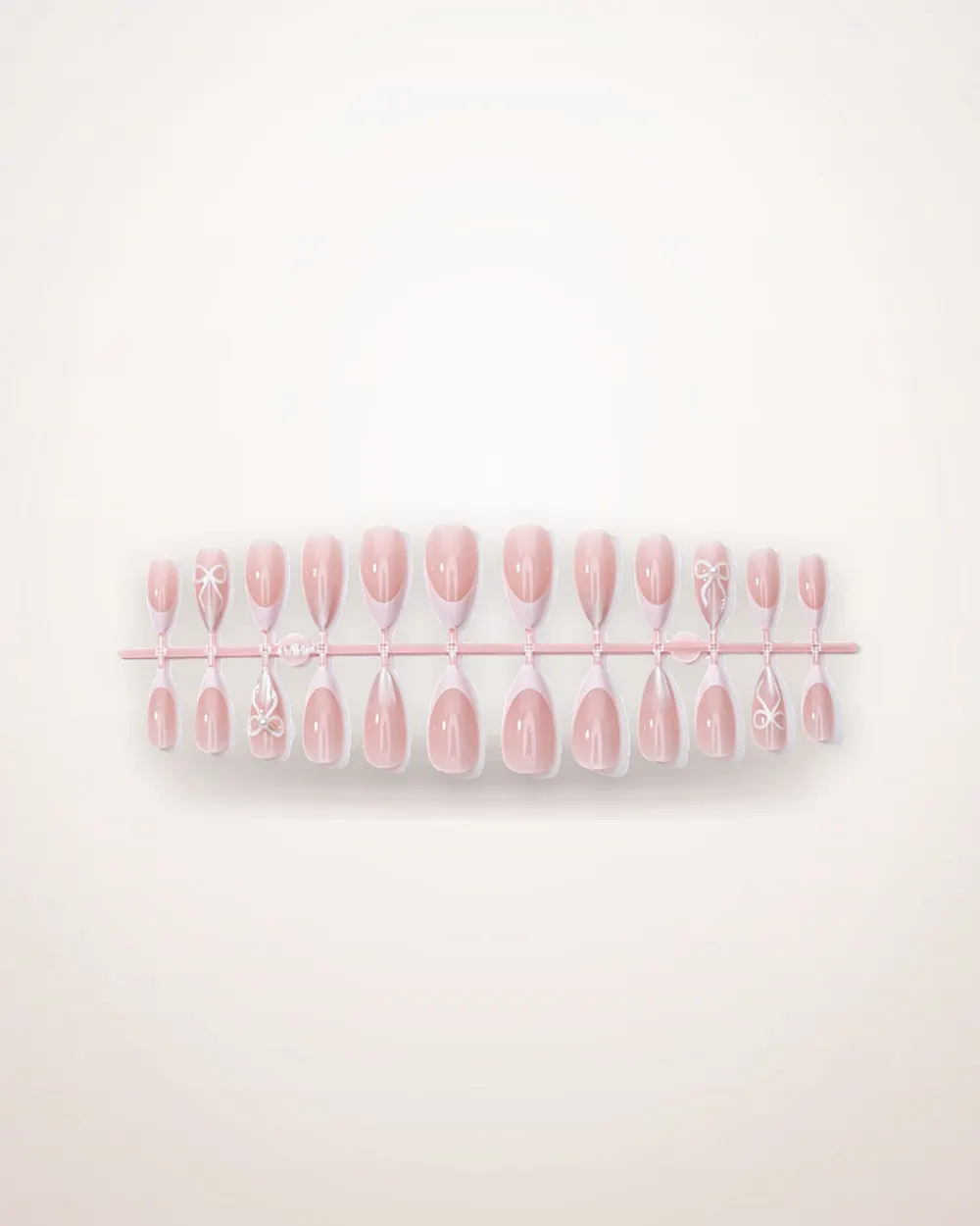 Cat Eye Nude Press-On Nails with 3D Bows
