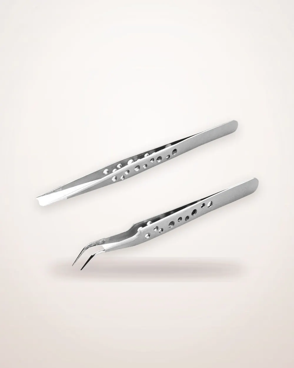 Curved-Tip Stainless Steel Lash Tweezers, 2-Piece Set