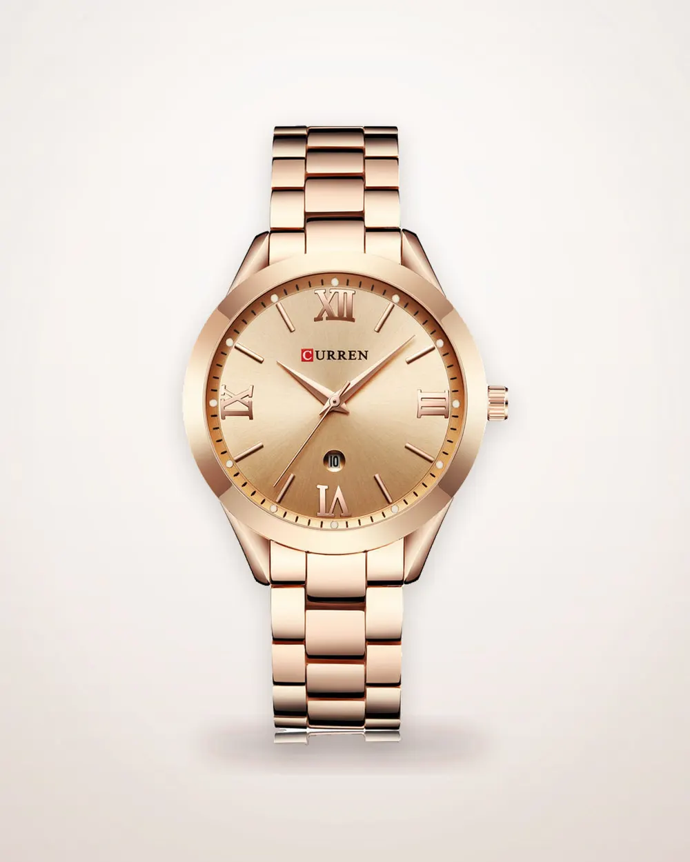 Rose Gold Steel Bracelet Quartz Watch