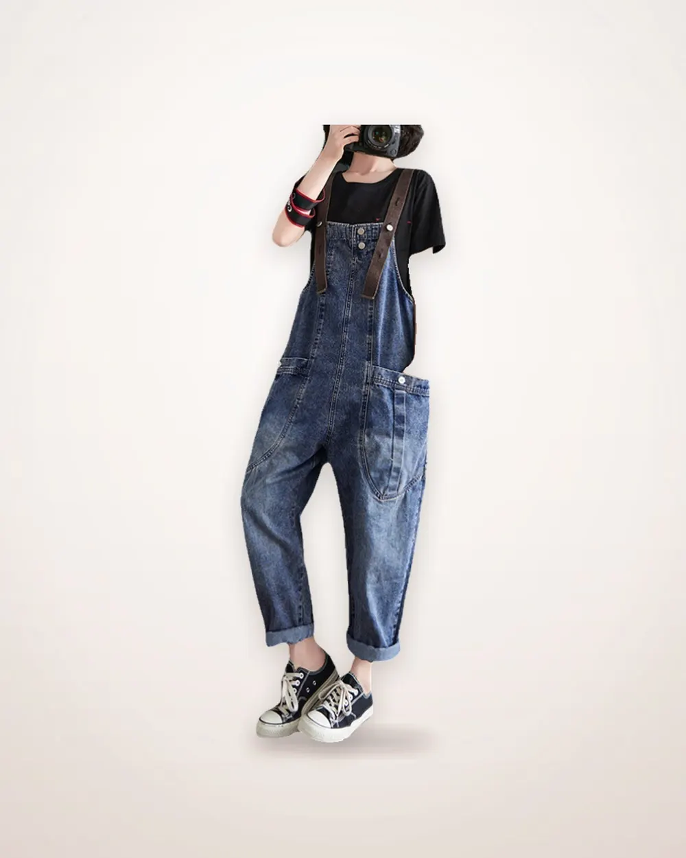 Relaxed Light Wash Denim Overalls