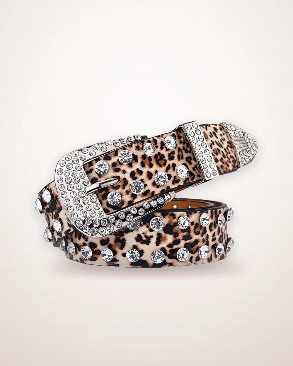 Rhinestone-Embellished Wide Belt
