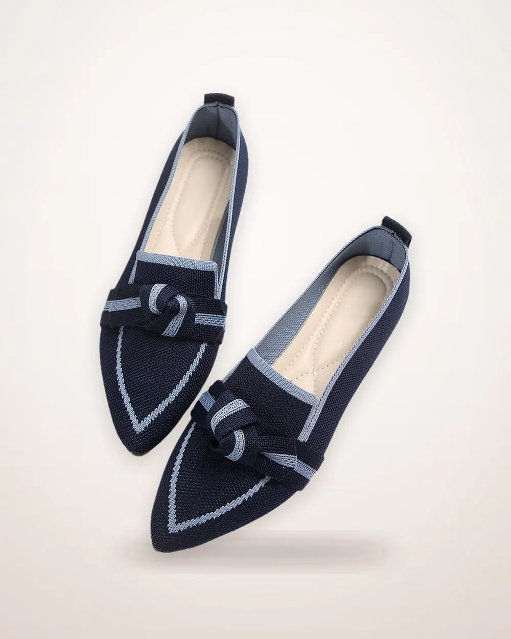 Pointed Toe Woven Bow Flats