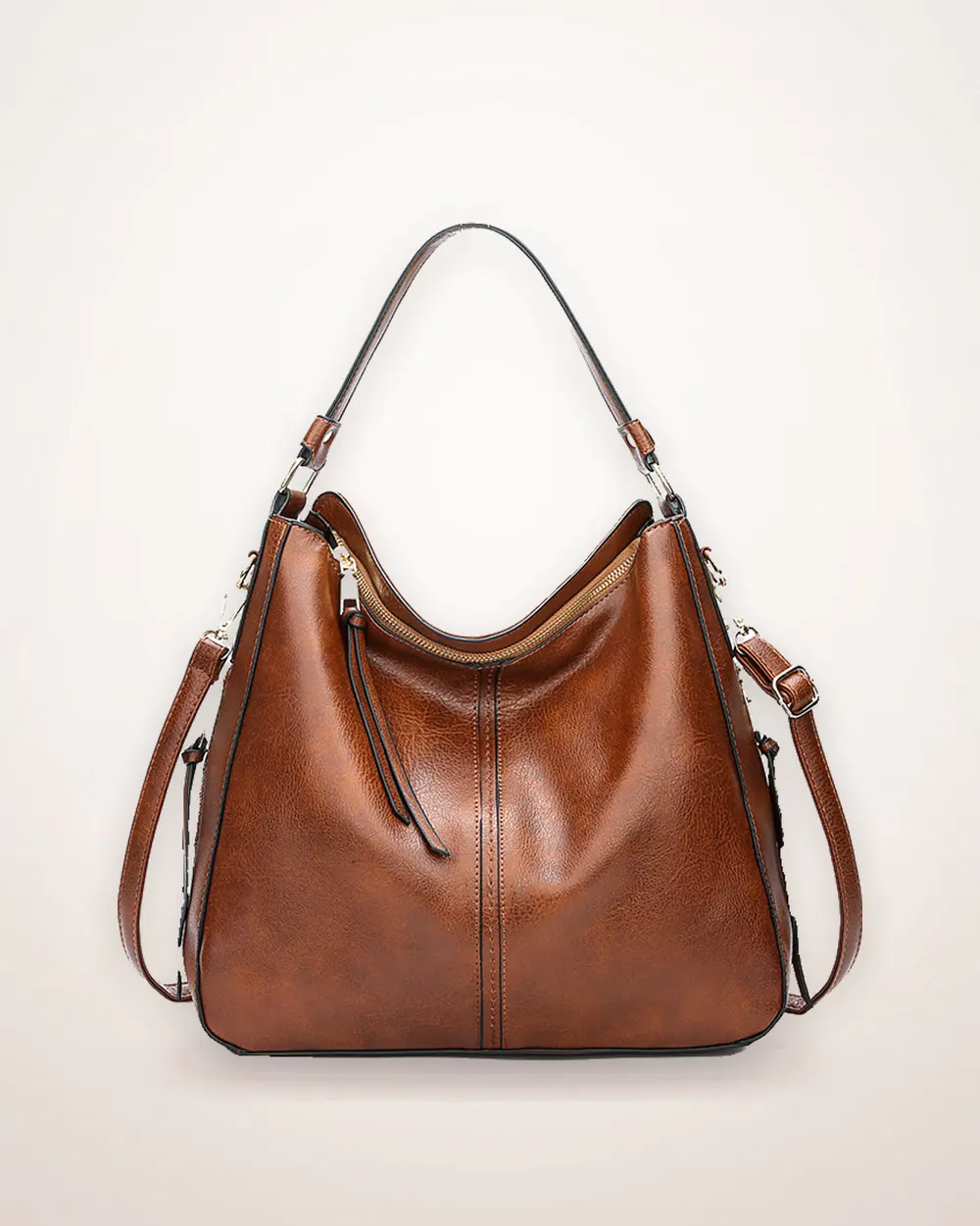 Zip-Top Hobo Shoulder Bag