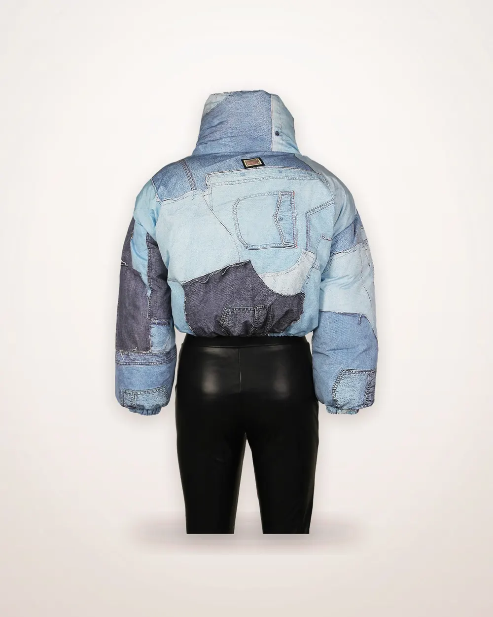 Blue Denim-Print Short Jacket