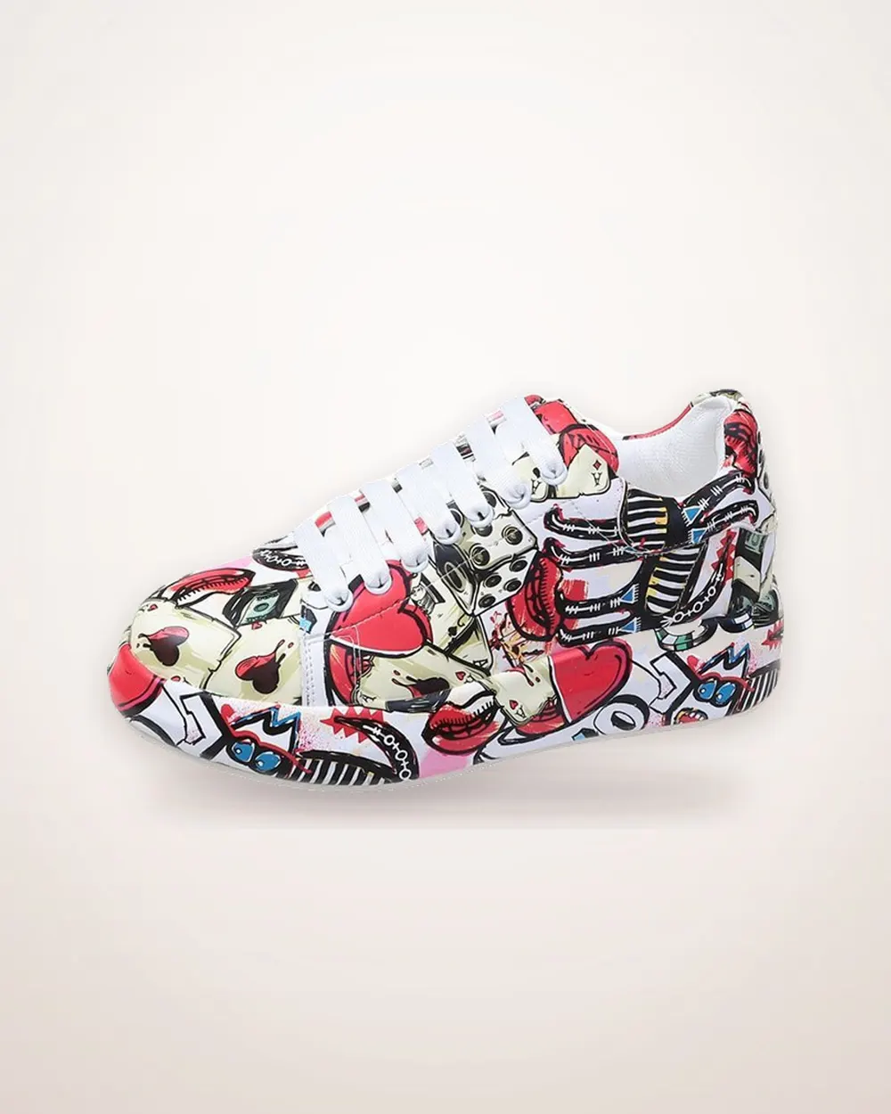 Painted Low Top Lace-Up Sneakers