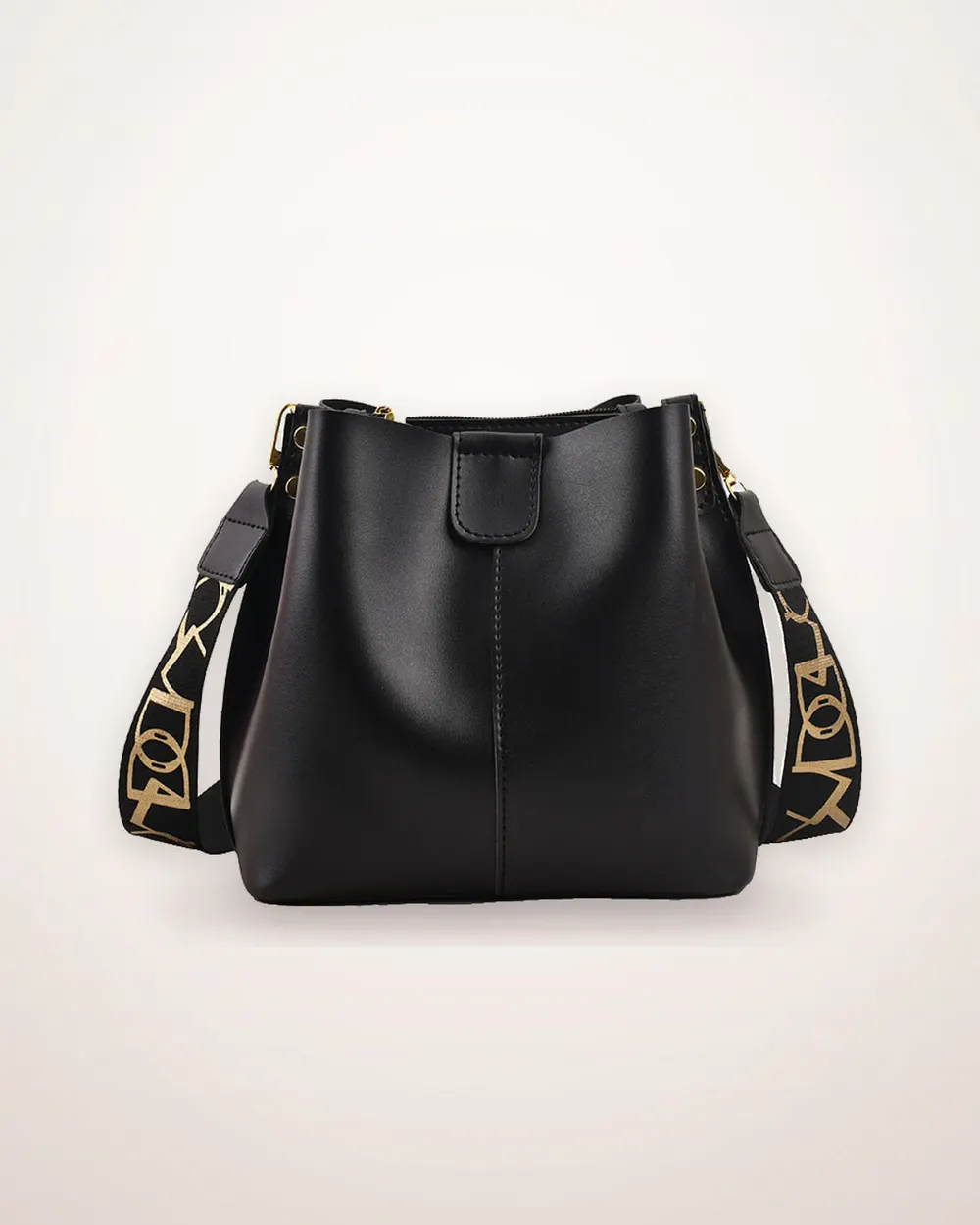 Soft PU Bucket Bag with Wide Strap