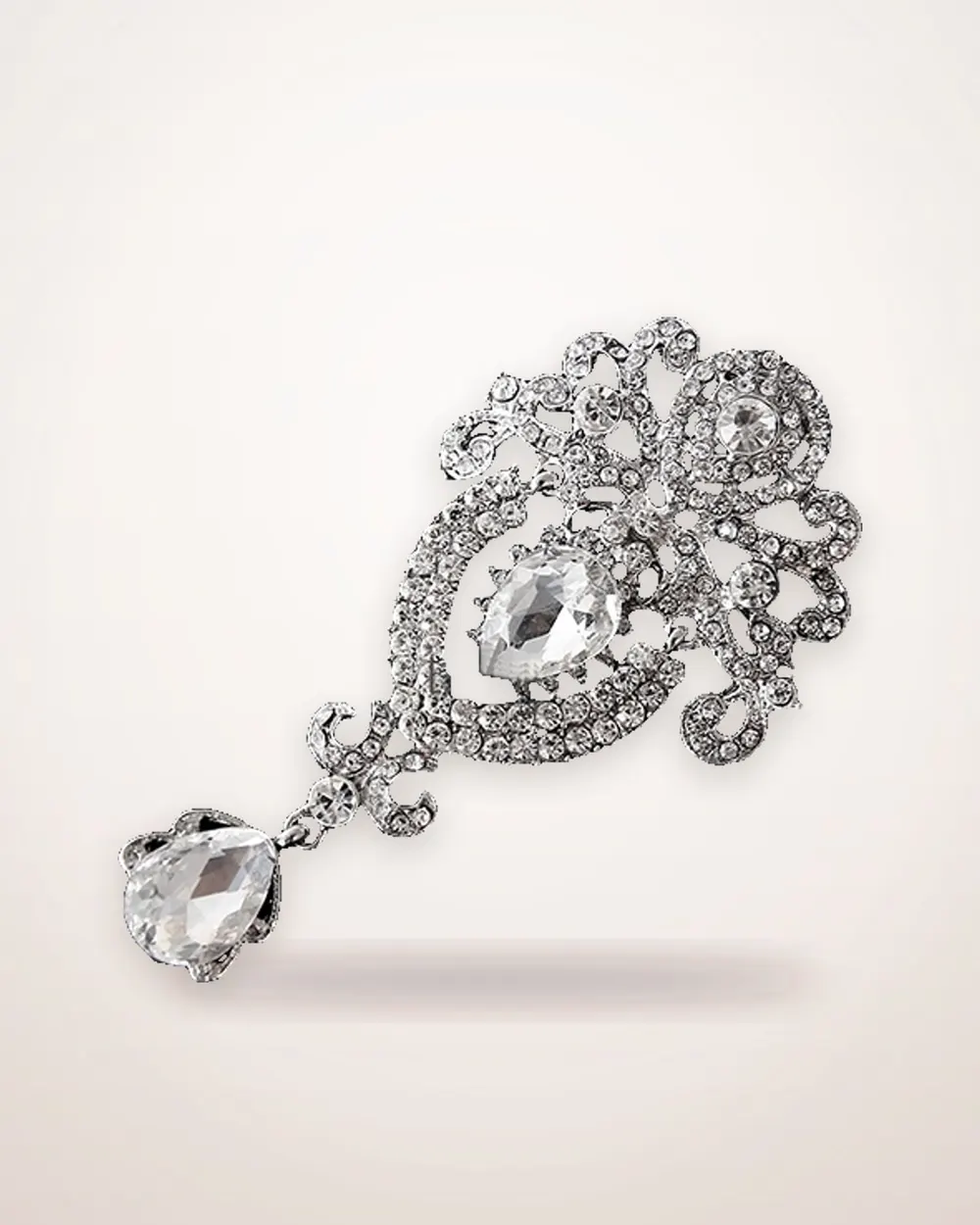White Crystal Crown Brooch