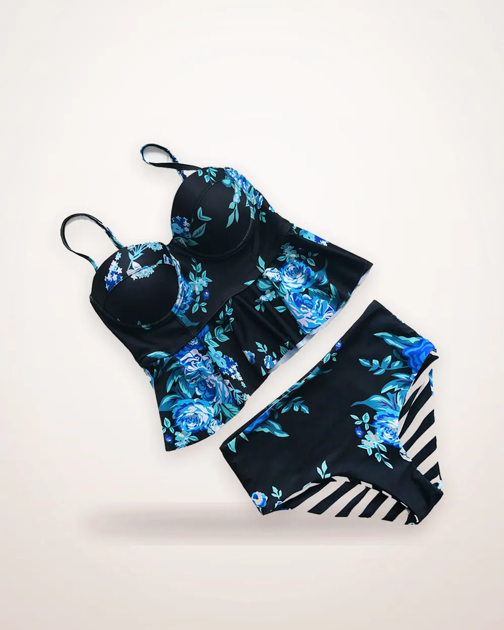 Floral Push-Up High-Waisted Bikini