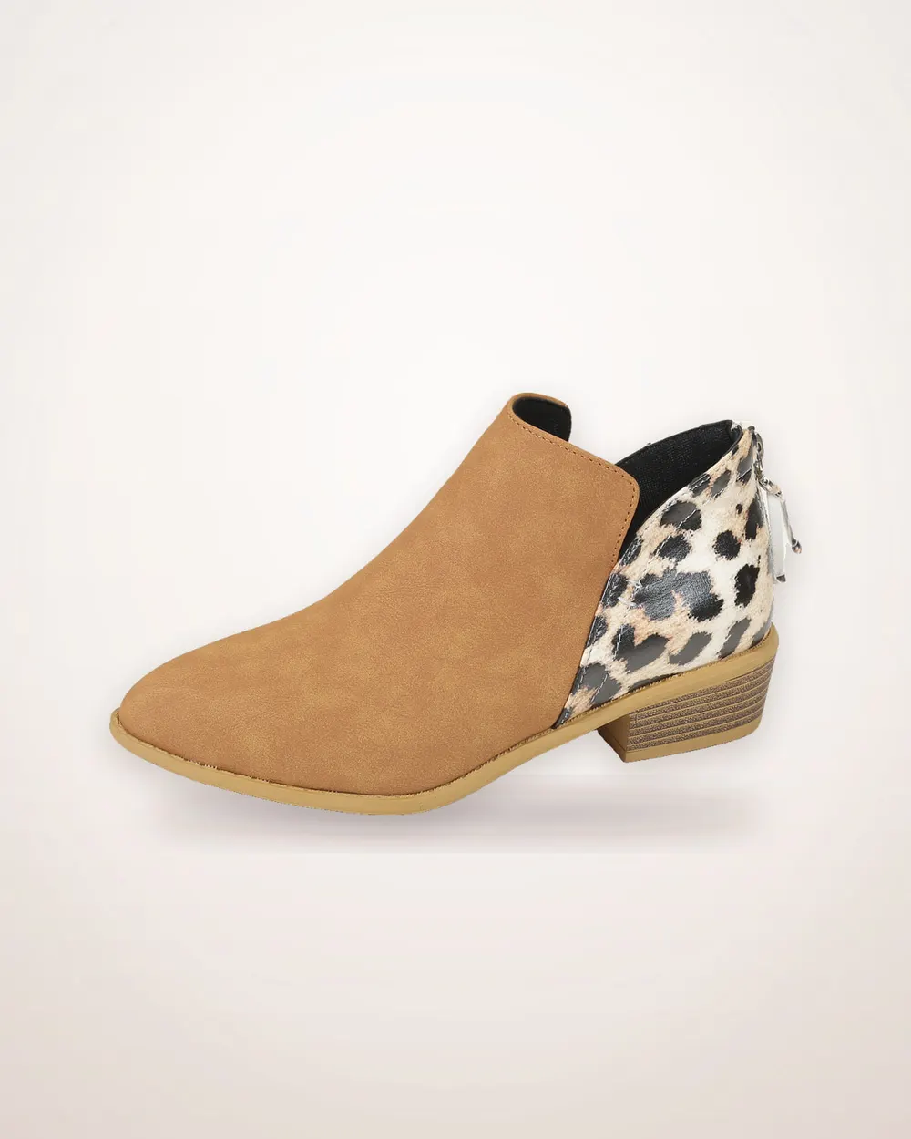 Leopard Print Suede Block-Heel Boots