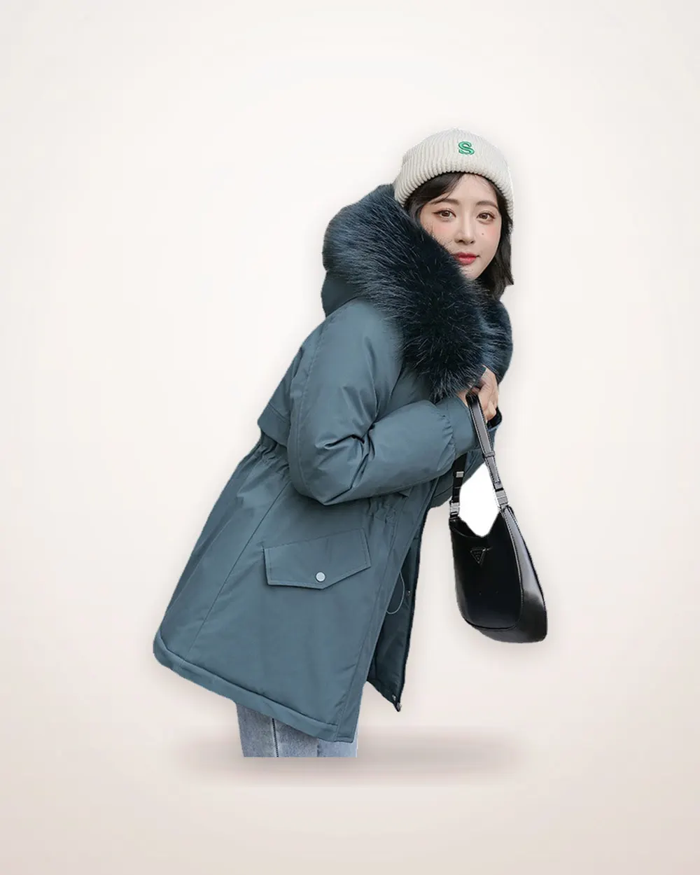 Fleece-Lined Parka with Faux Fur Collar