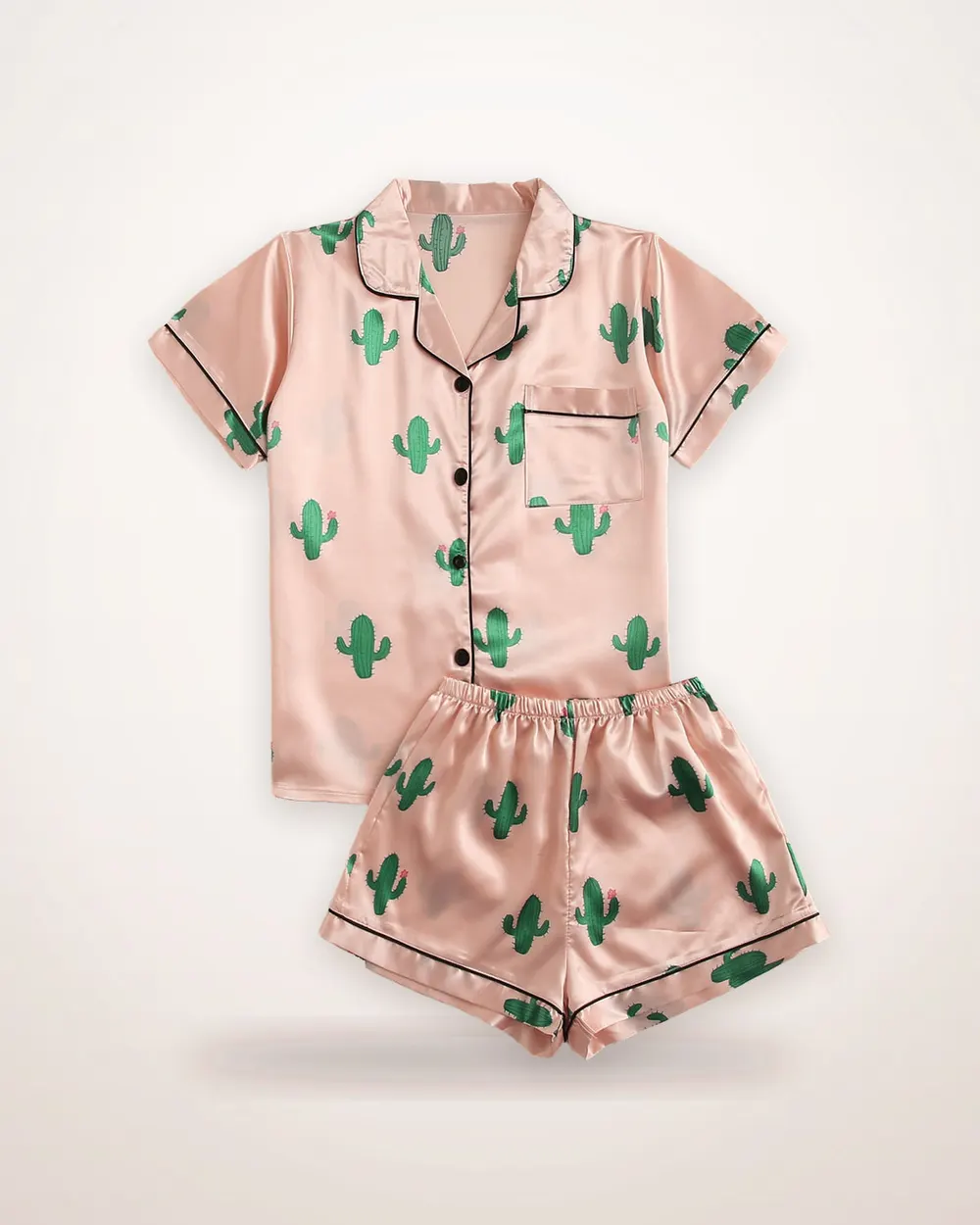 Lapel Collar Pajama Set