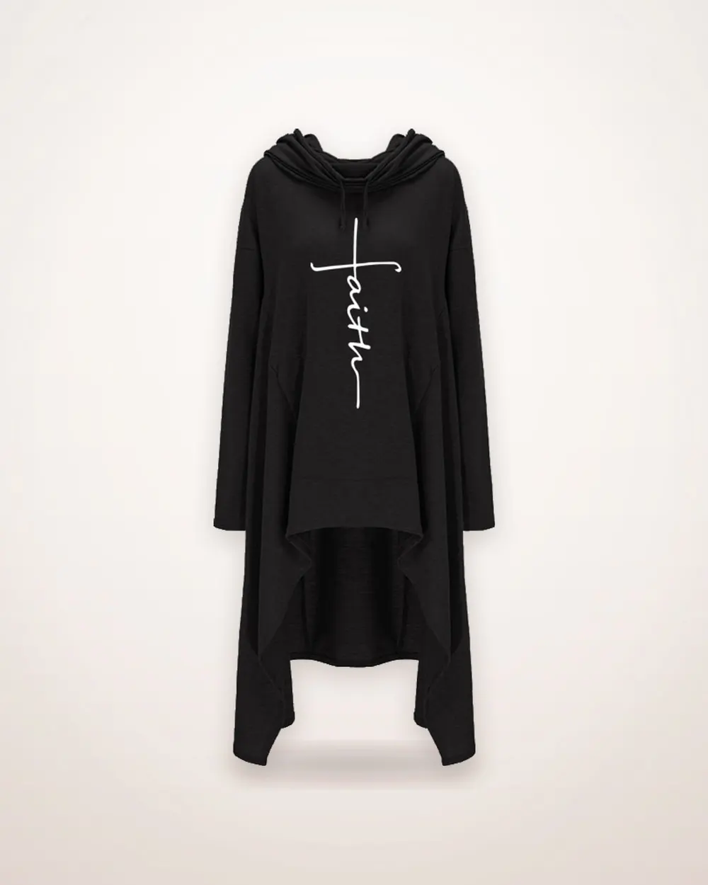 Long Embroidered Hooded Knit Cloak