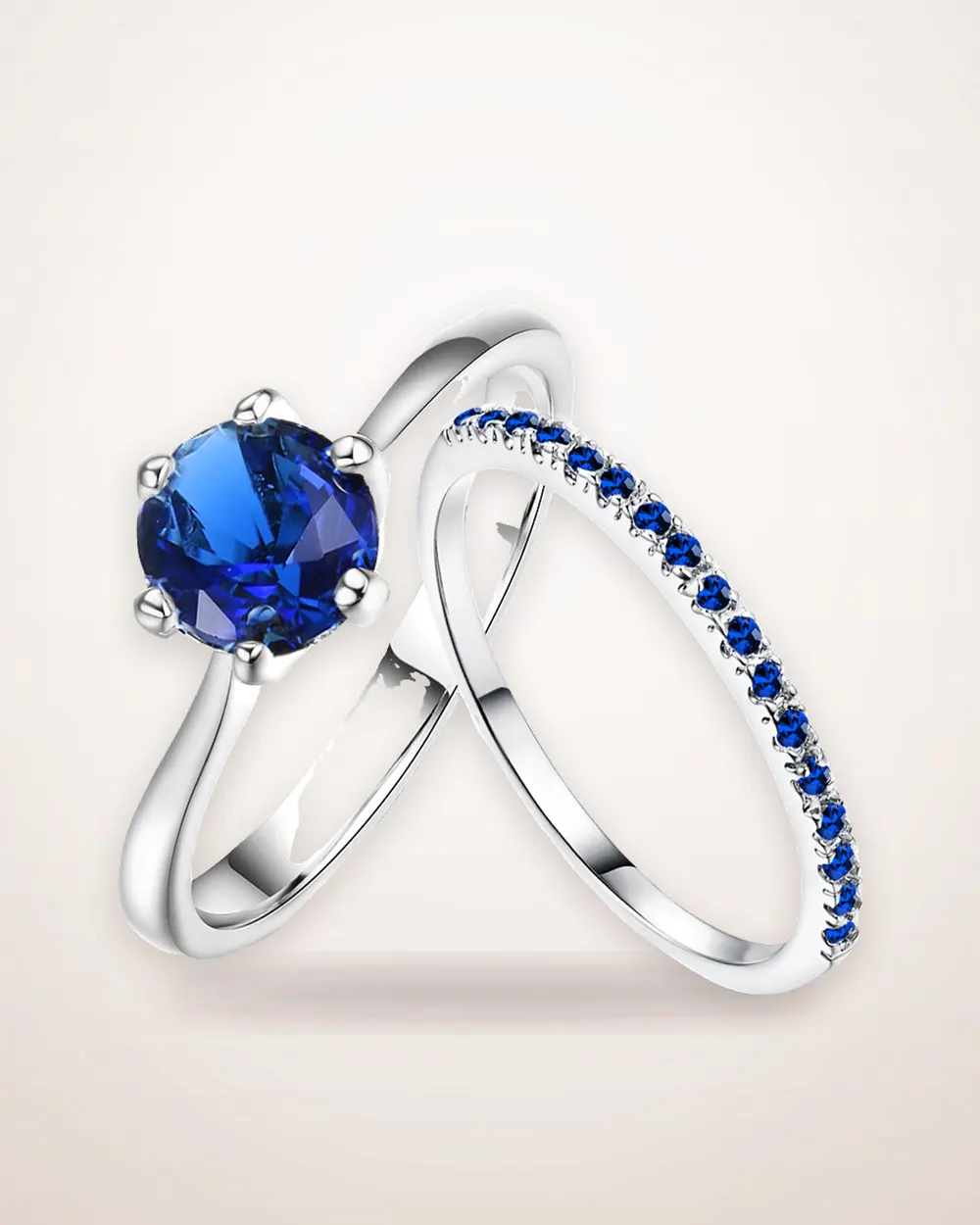 Gold Plated Six Claw Zircon Ring Set