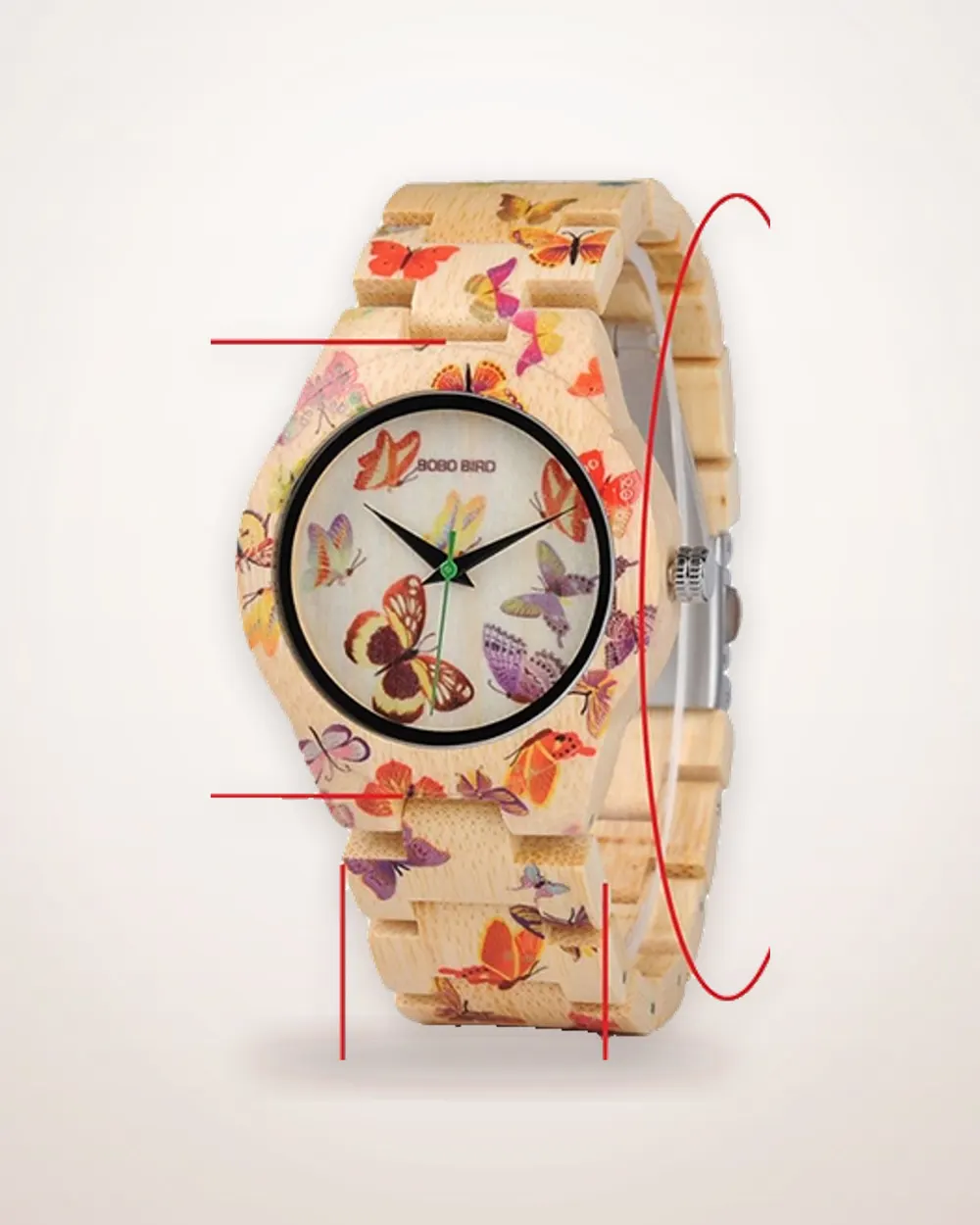 Bamboo Butterfly Print Quartz Watch
