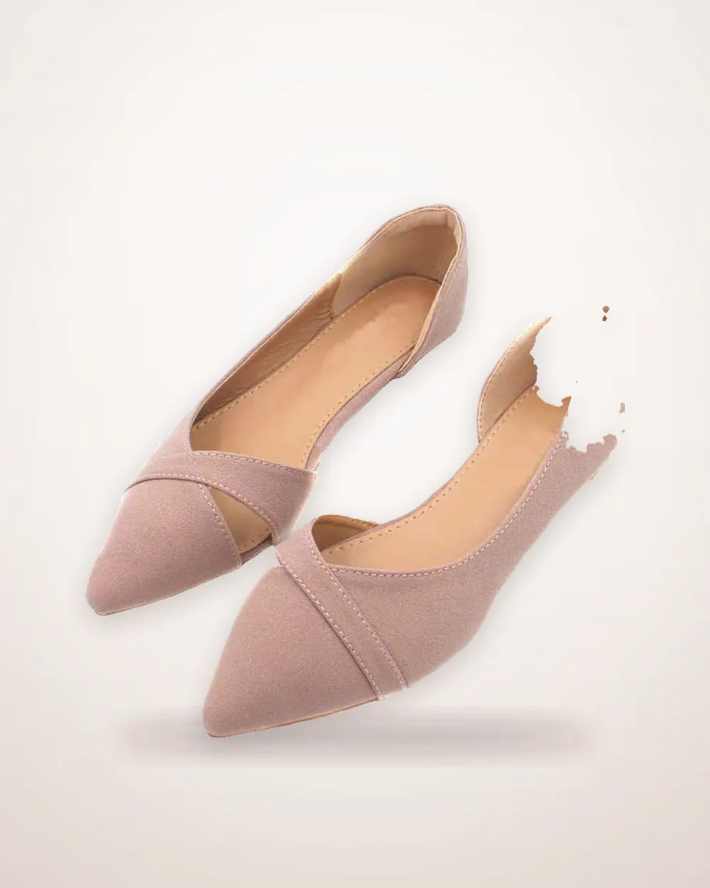 Cutout Suede Pointed-Toe Flats