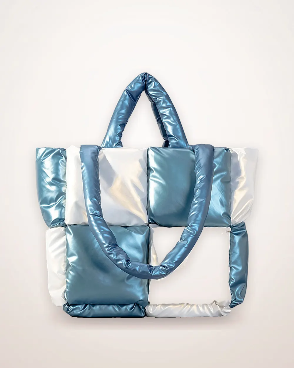 Quilted Plaid Padded Shoulder Tote