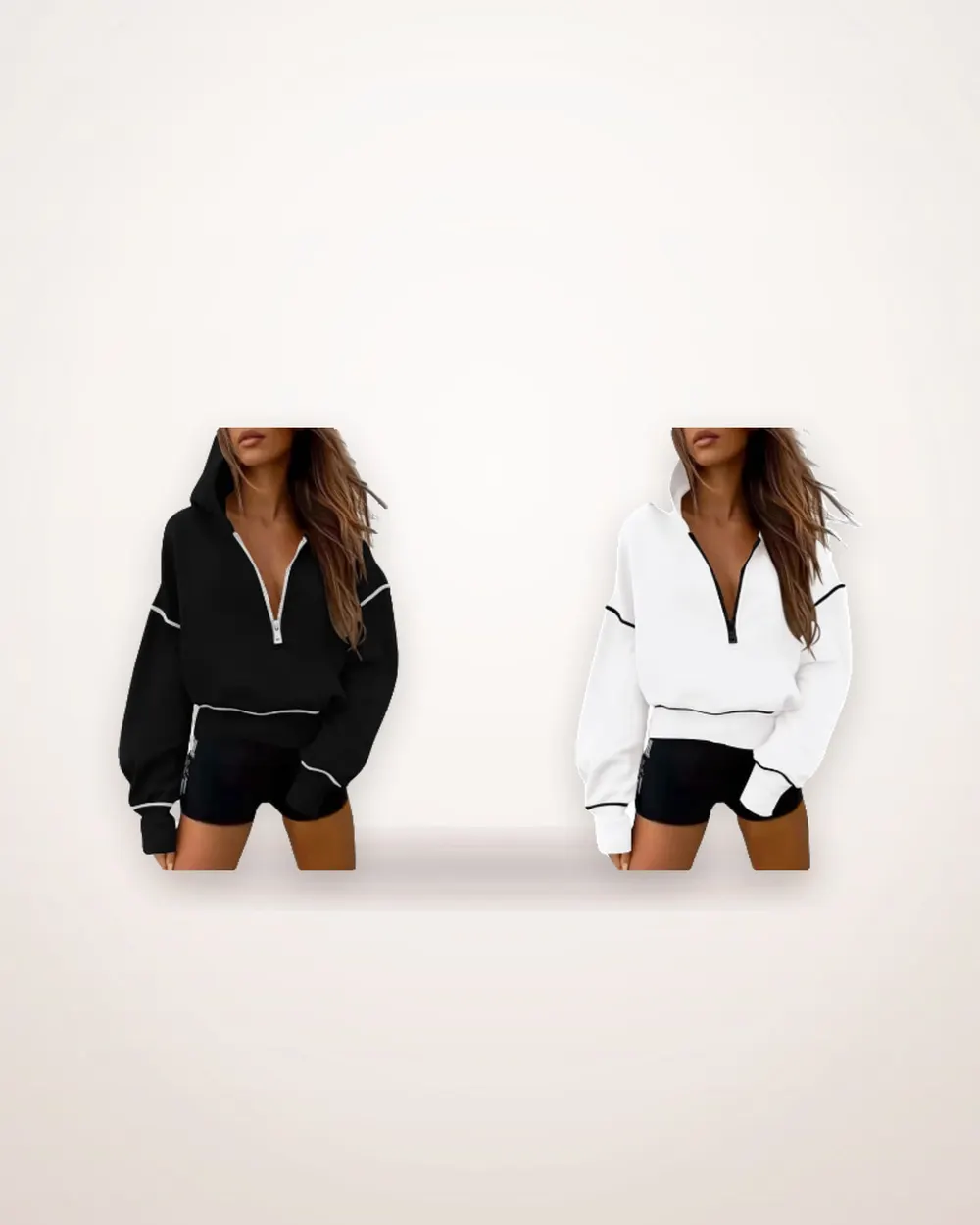 Hooded Half-Zip Cotton Sweater