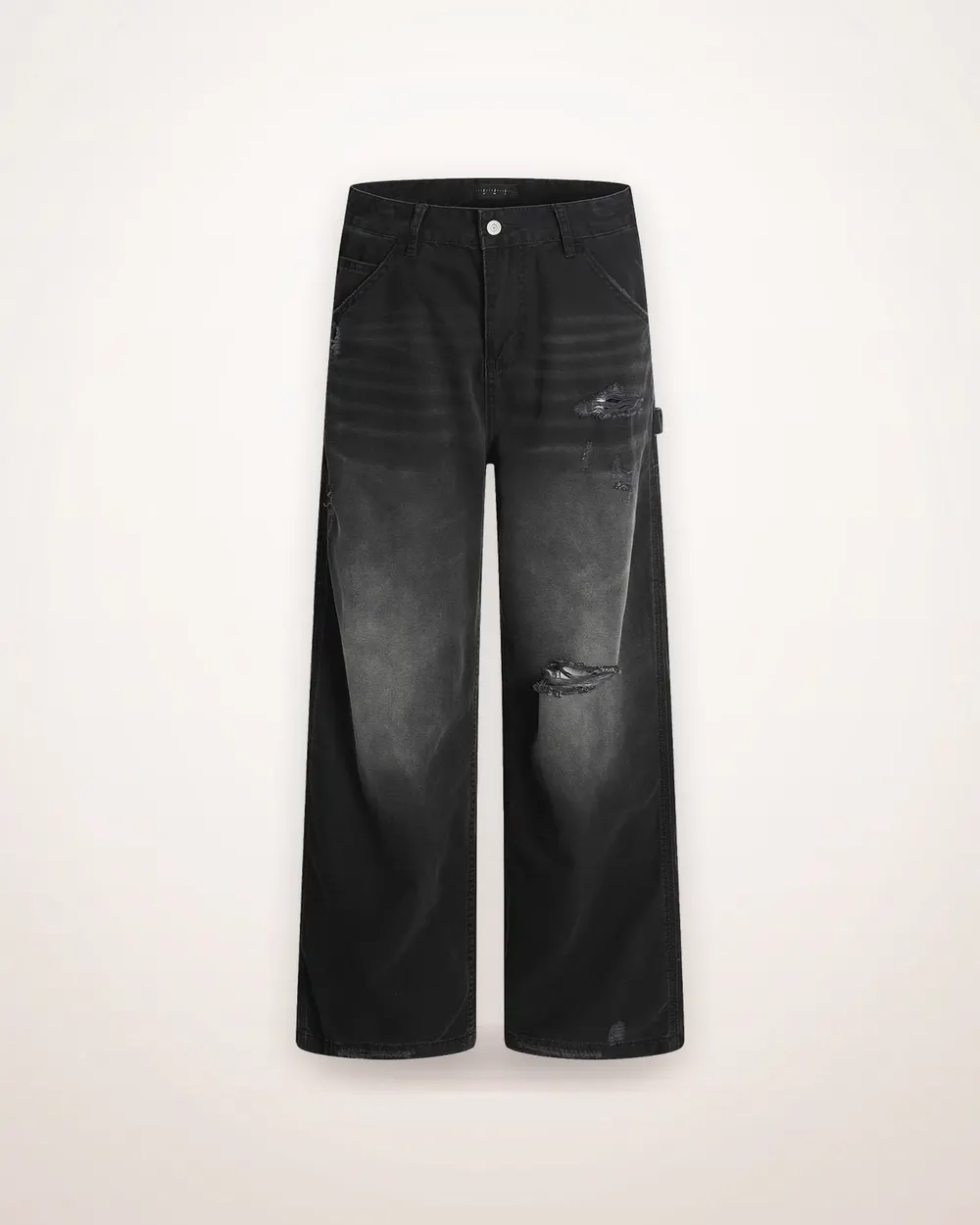 Tattered Straight-Leg Cotton Jeans