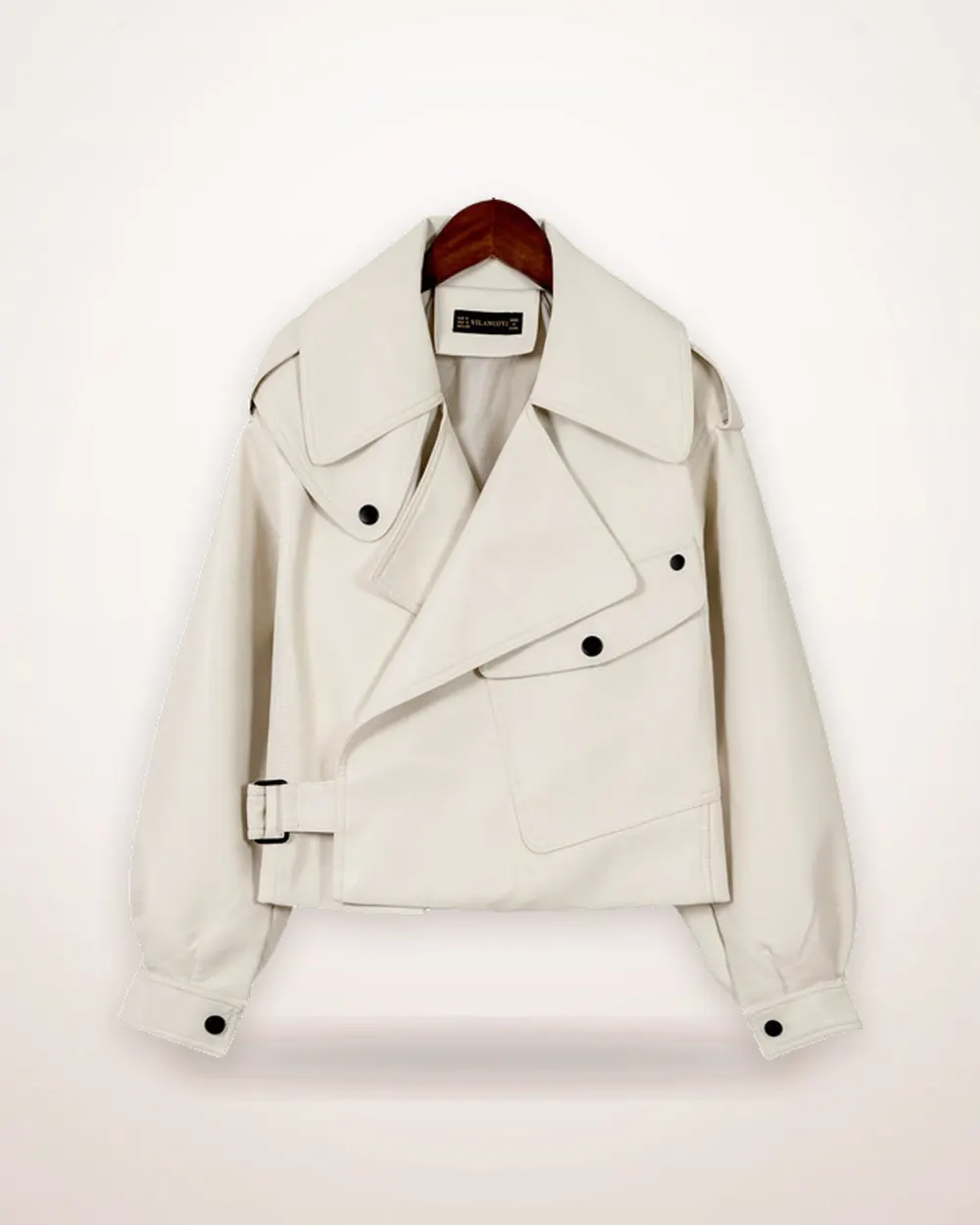 Cropped Faux Leather Moto Jacket