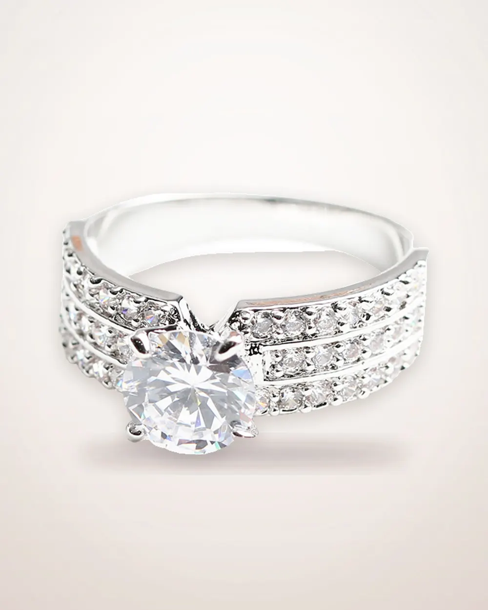 Three-Row Diamond Wide Band Ring