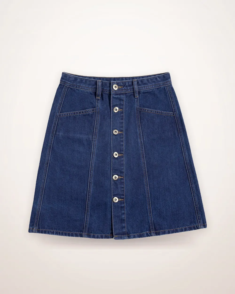 High-Waist A-Line Denim Skirt