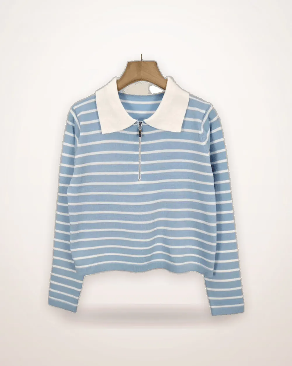 Contrast Striped Collar Knit Sweater
