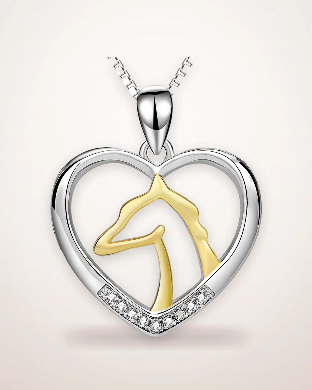 Horse Head Pendant 925 Silver Necklace