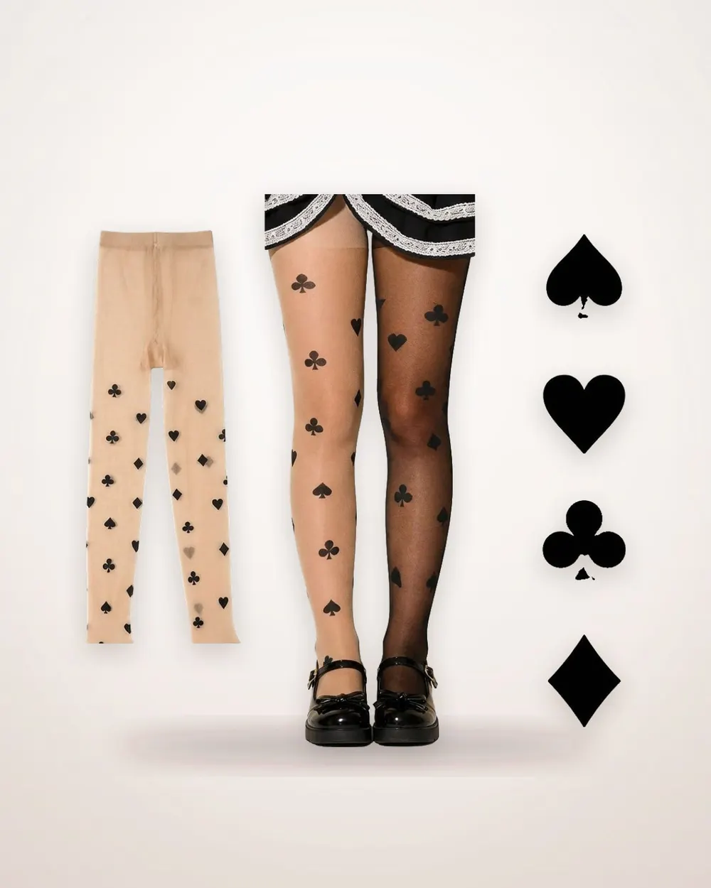 Playing Card Print Sheer Tights