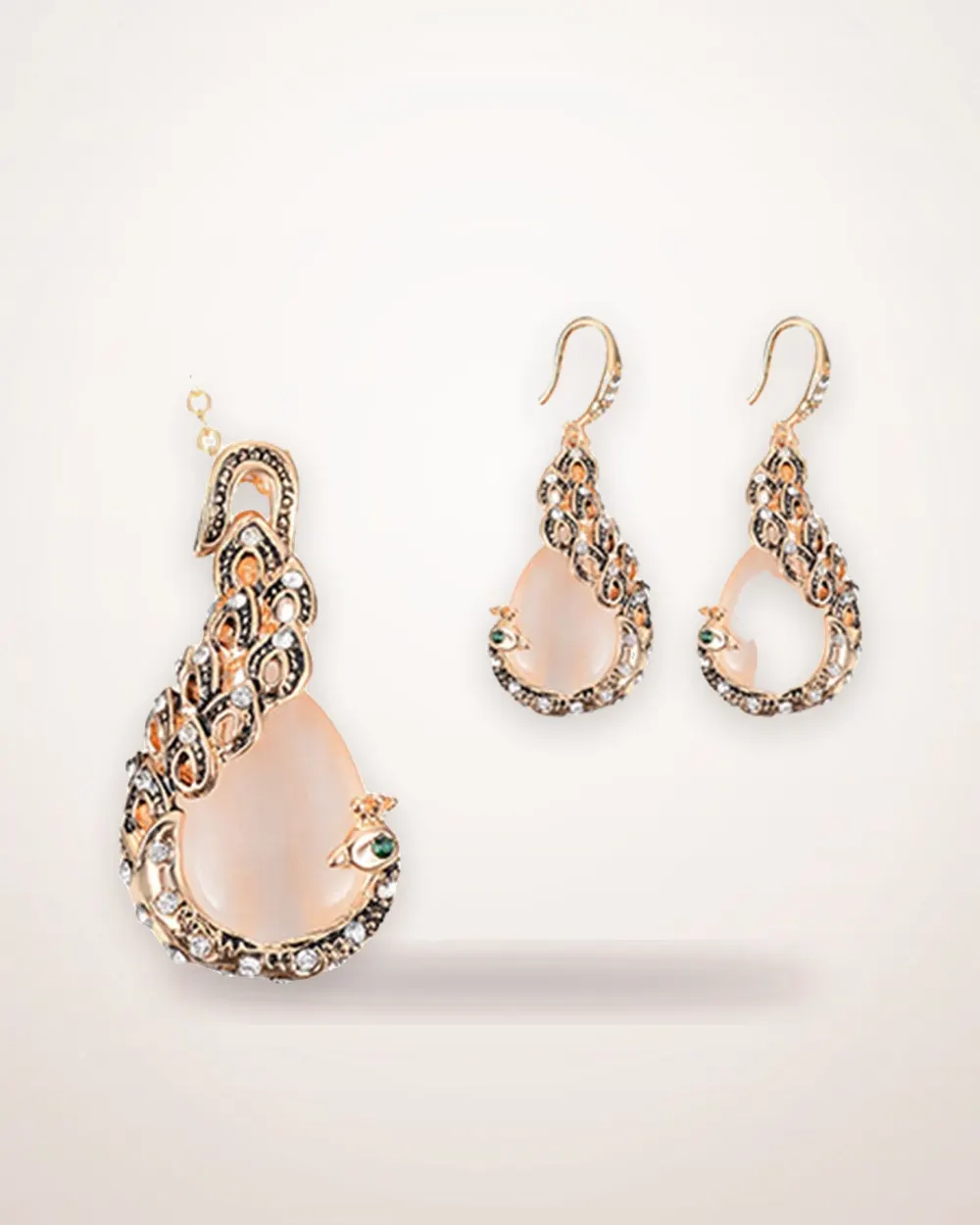 Waterdrop Rhinestone Pendant Necklace and Earring Set
