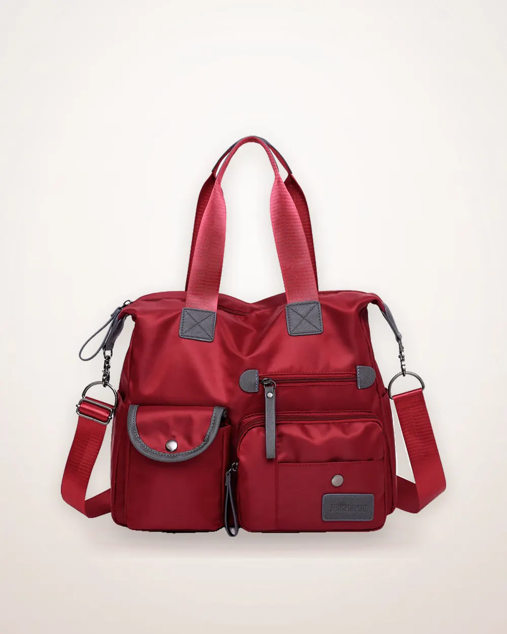 Nylon Multi-Pocket Shoulder Tote