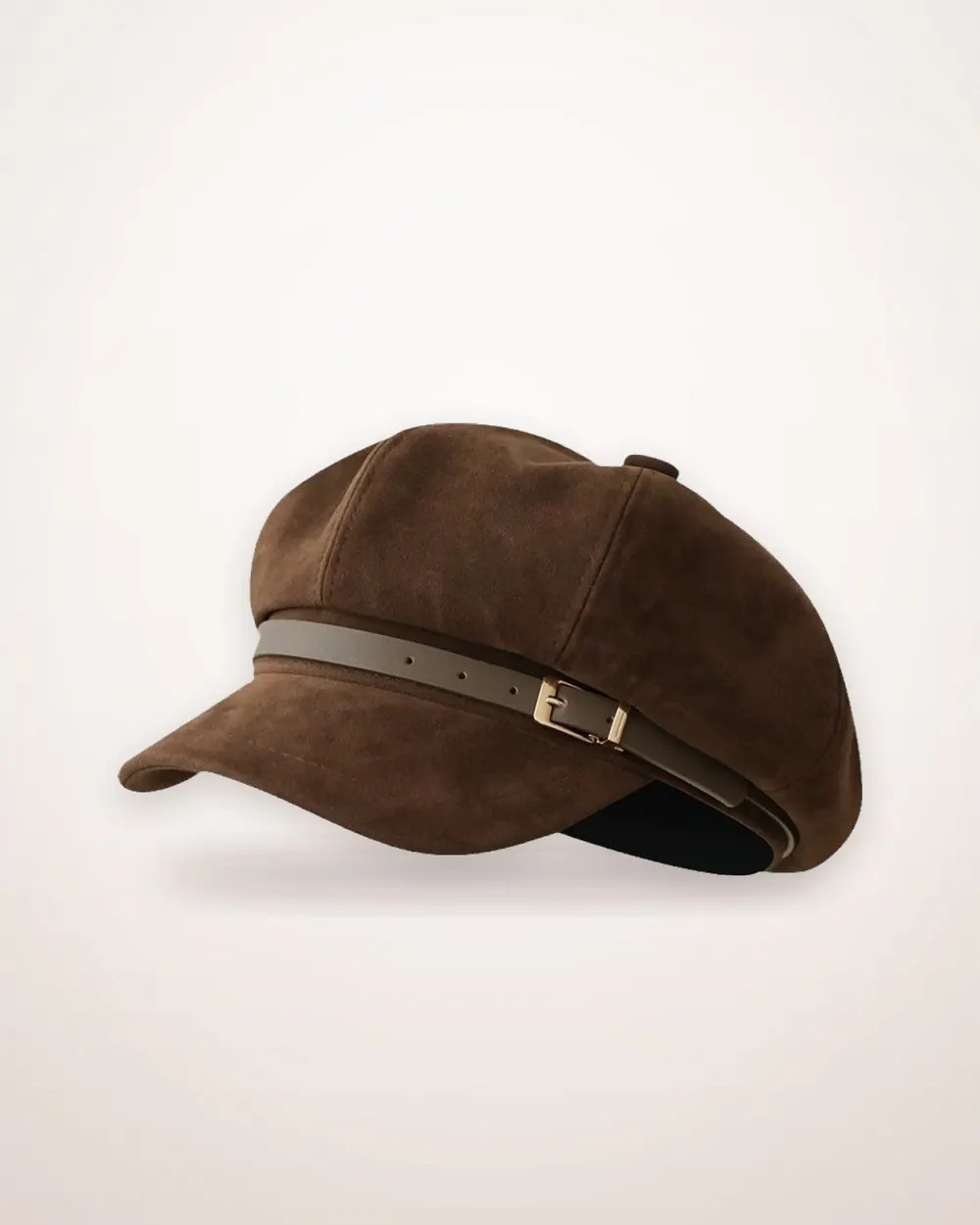 Suede Octagonal Cap with Belt Buckle