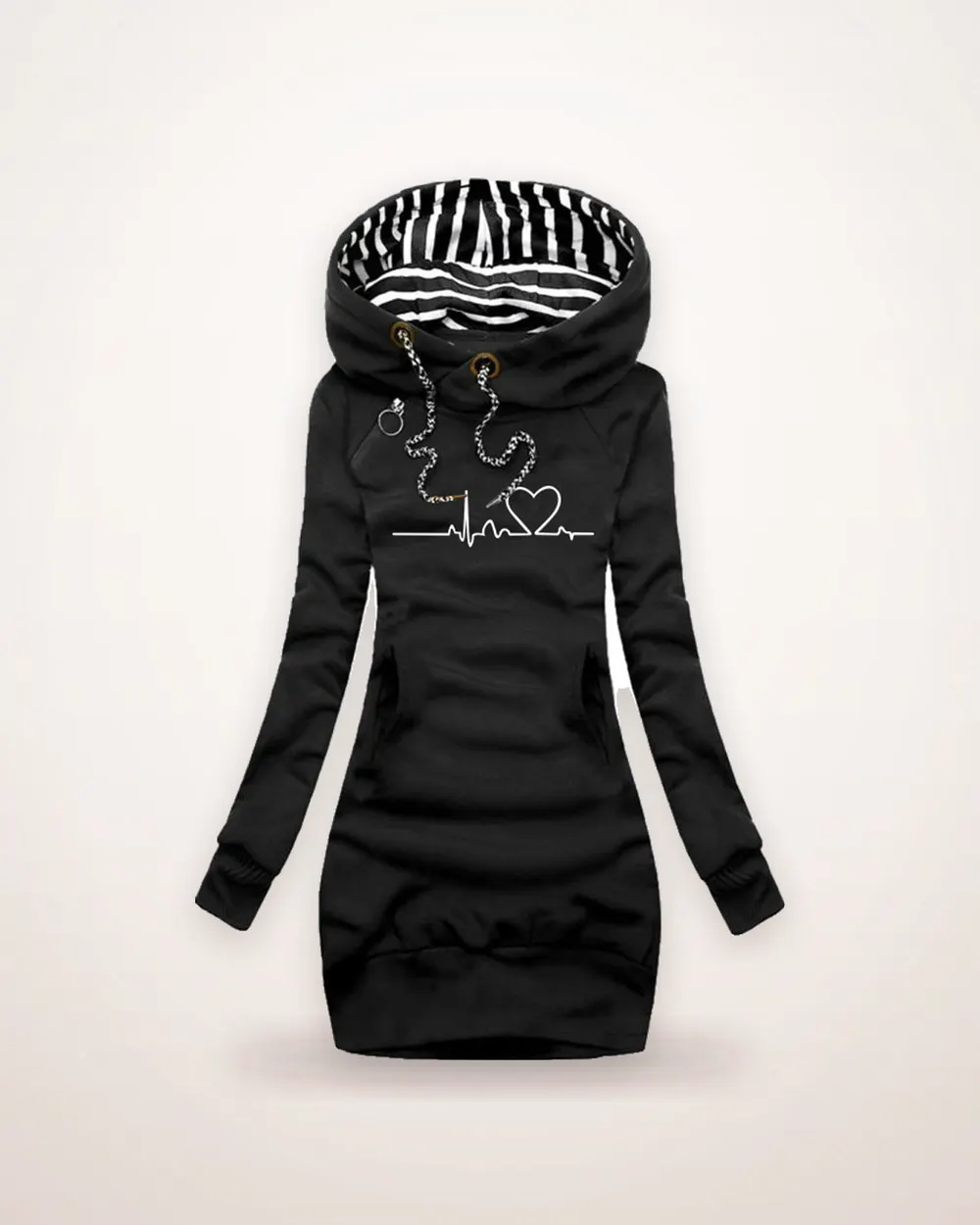 Heart Print Hooded Sweatshirt