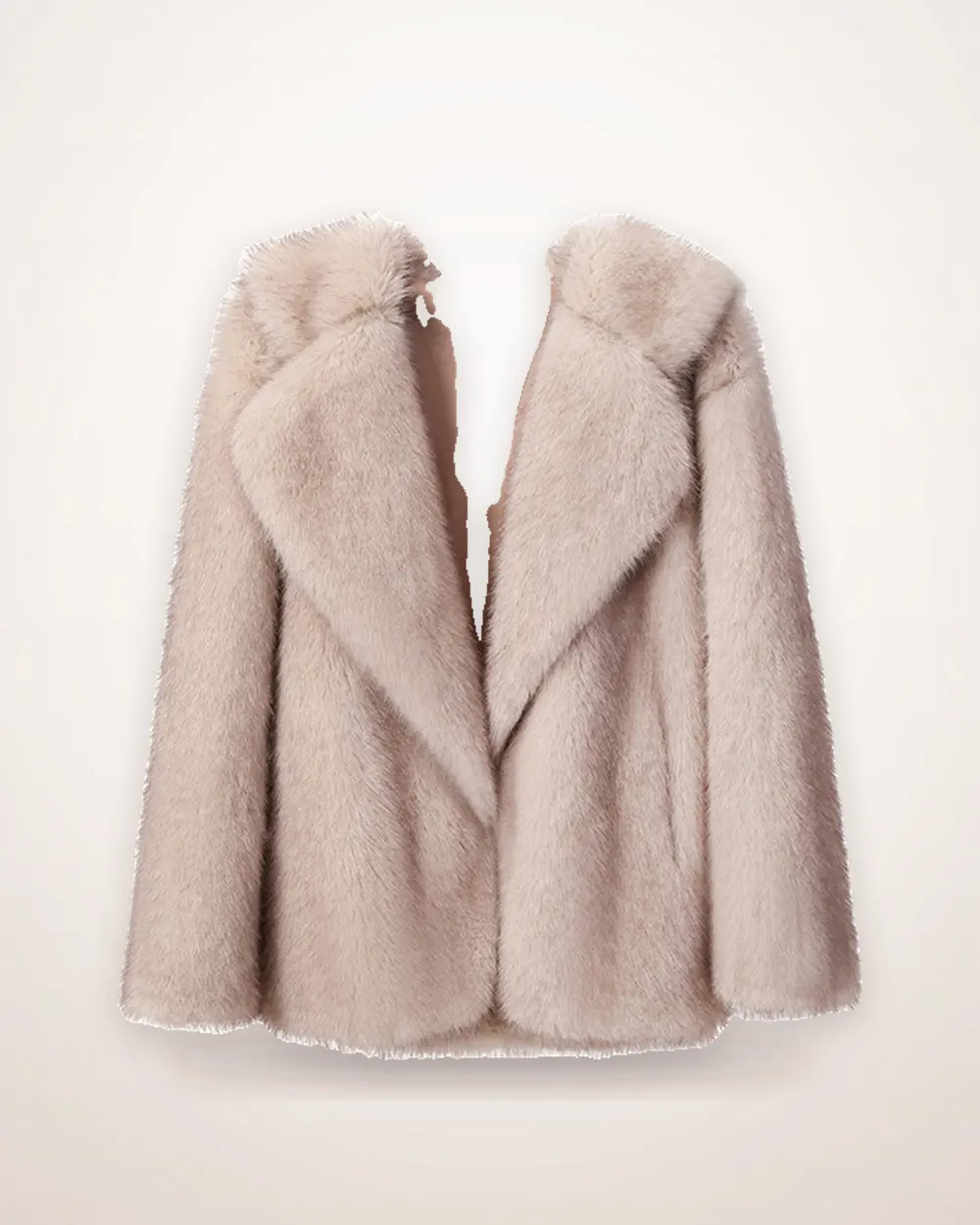 Plush Faux Fur Lapel Coat